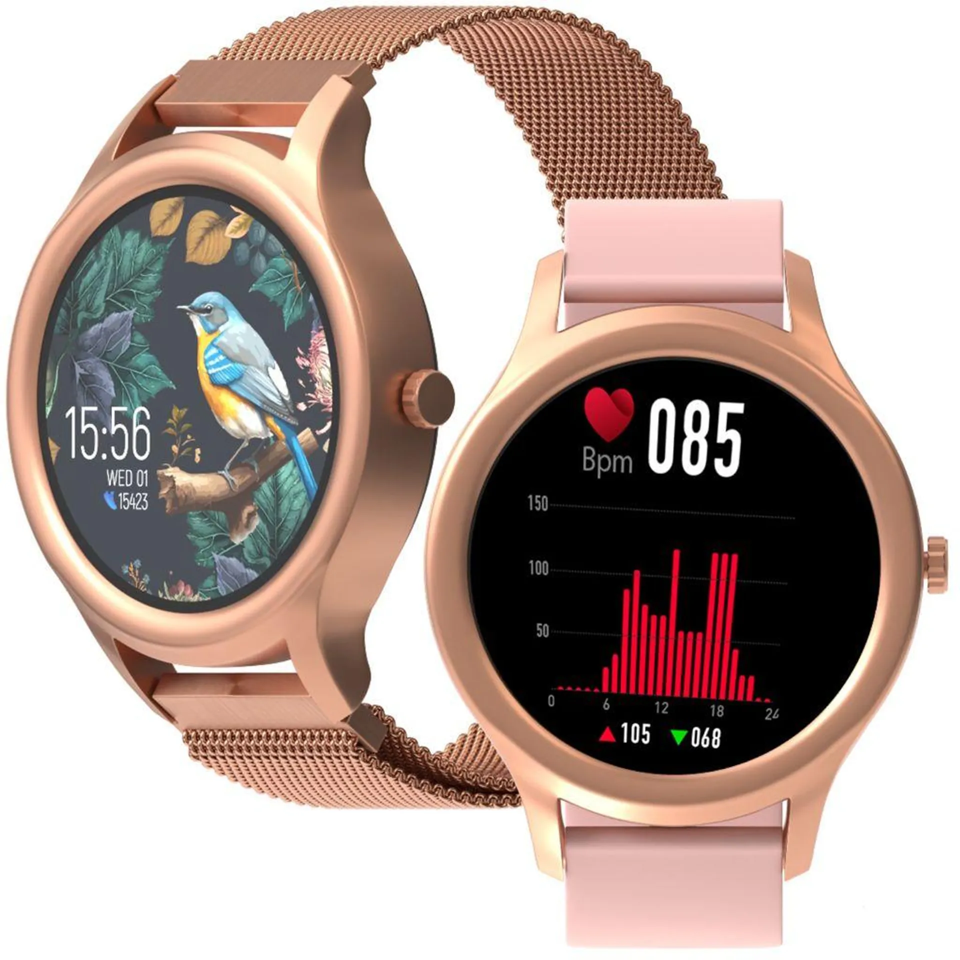 Damen Smartwatch Sportband ForeVive 3 SB-340 Bluetooth, Musiksteuerung, Schrittzähler etc. IP68, Fitness-Uhr, Herzfrequenzmesser Schlankes Roségold