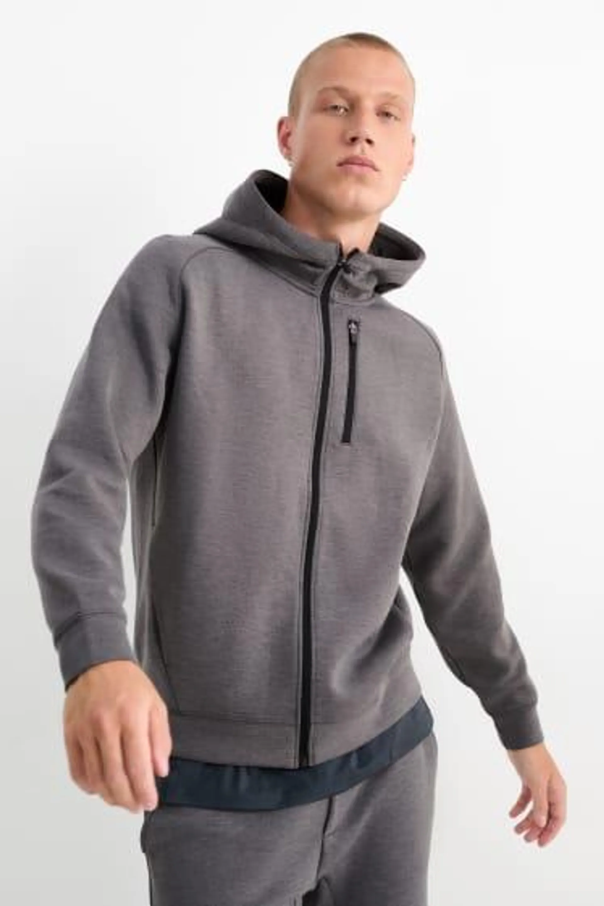 Technical zip-through hoodie