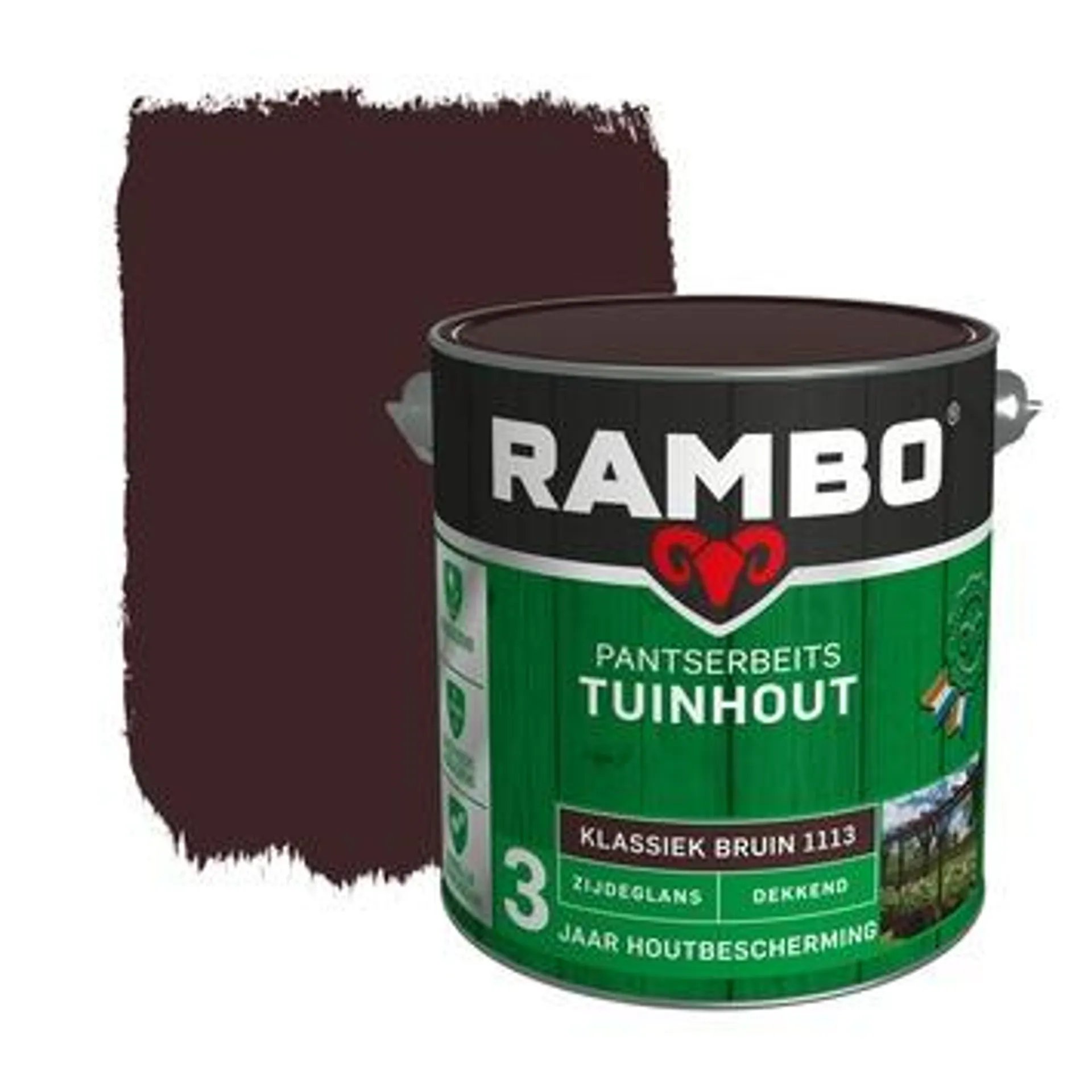 Rambo Pantserbeits Tuinhout zijdeglans klassiekbruin dekkend 2,5 l