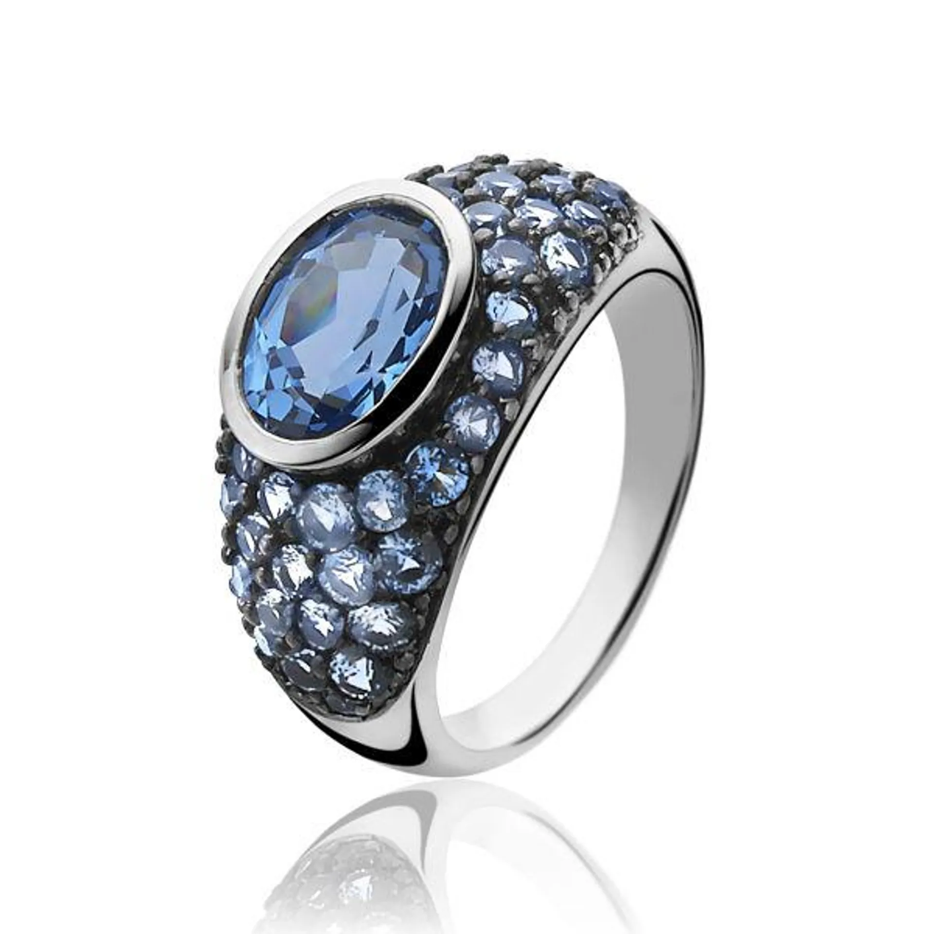 ZINZI zilveren ring blauw ZIR1045B