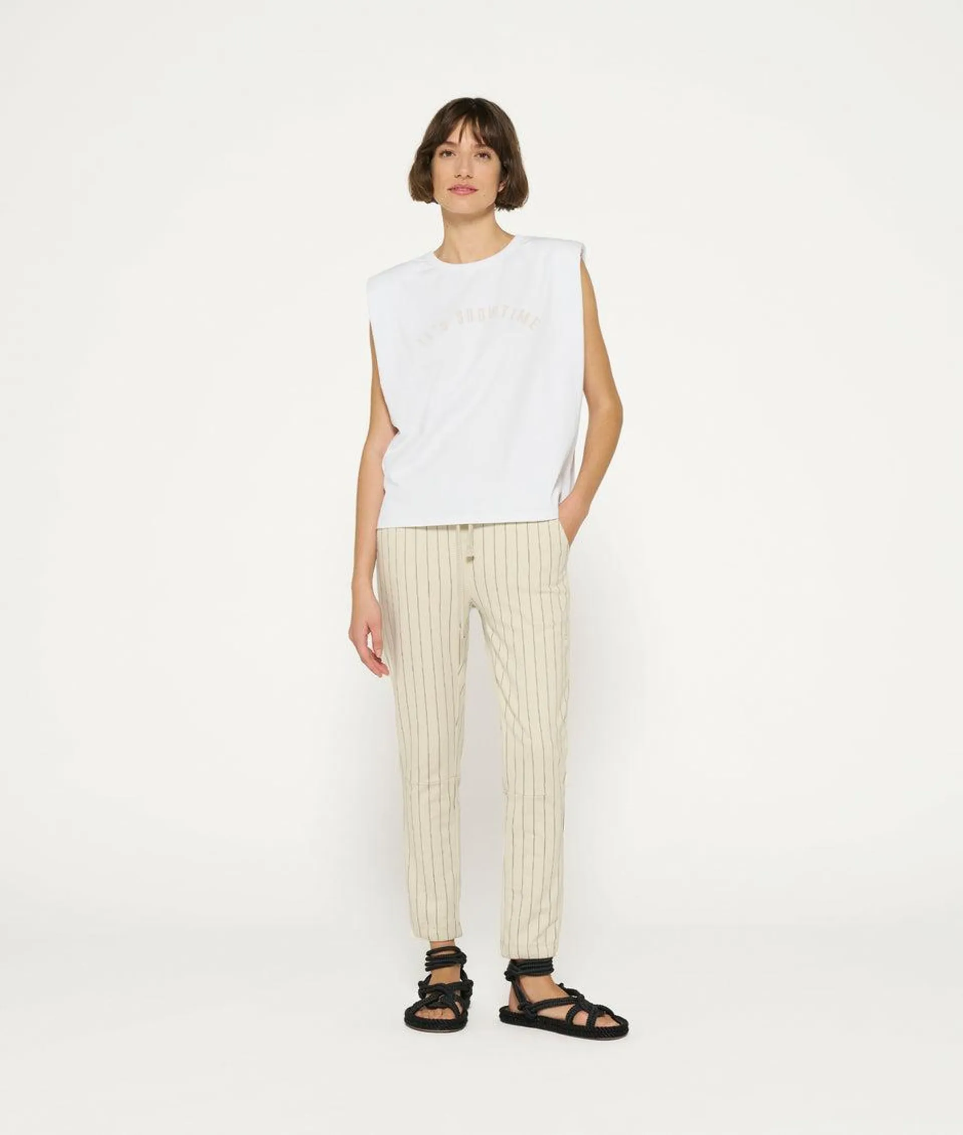 cropped jogger pinstripe