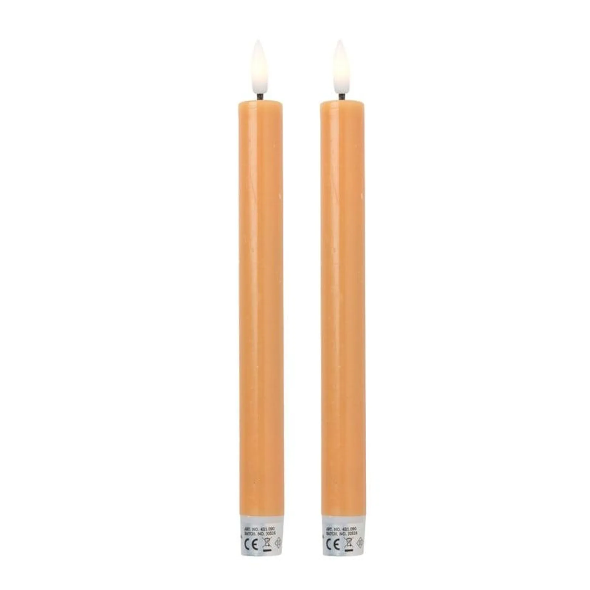 LED dinerkaarsen - taupe - set van 2 - ø2.2x24.5 cm