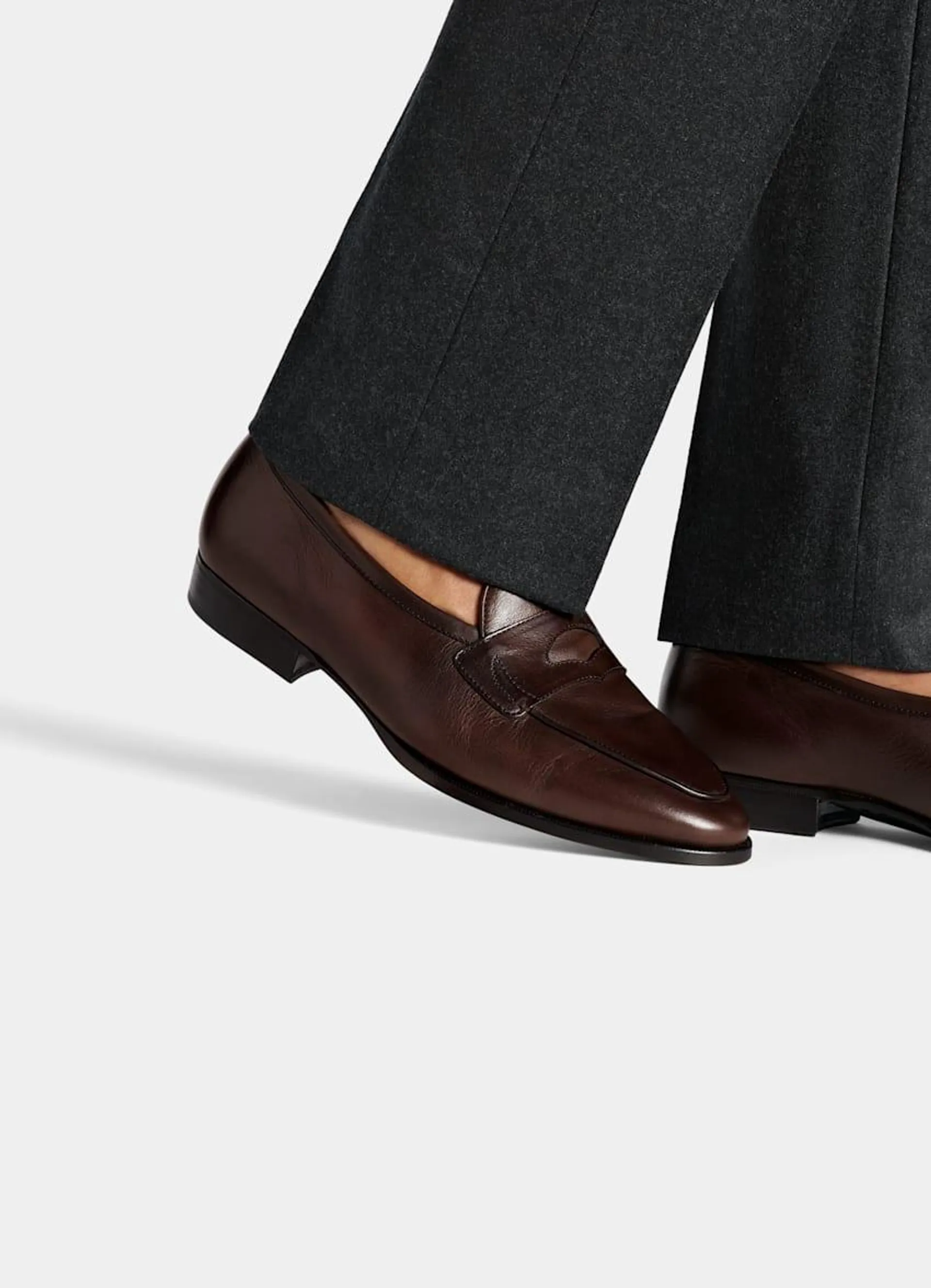 Step into these smart brown penny loafers for a timeless style that's simultaneously casual and effortlessly refined. Crafted in Portugal from supple Italian leather with a leather sole.