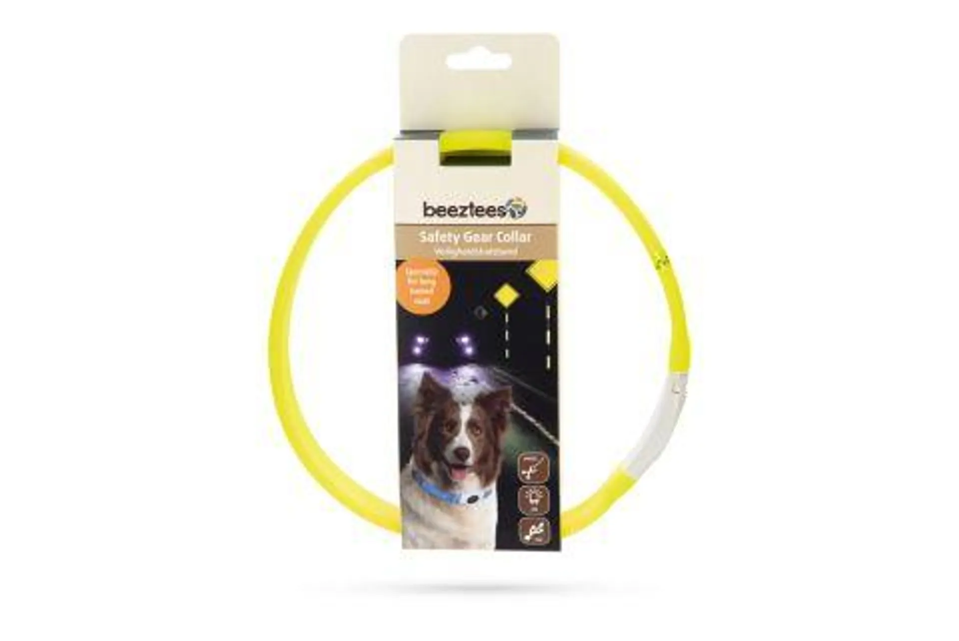 Beeztees Safety Gear Glowy USB - Lichtgevende Halsband - Hond - Geel - Siliconen - 65x2,5 cm