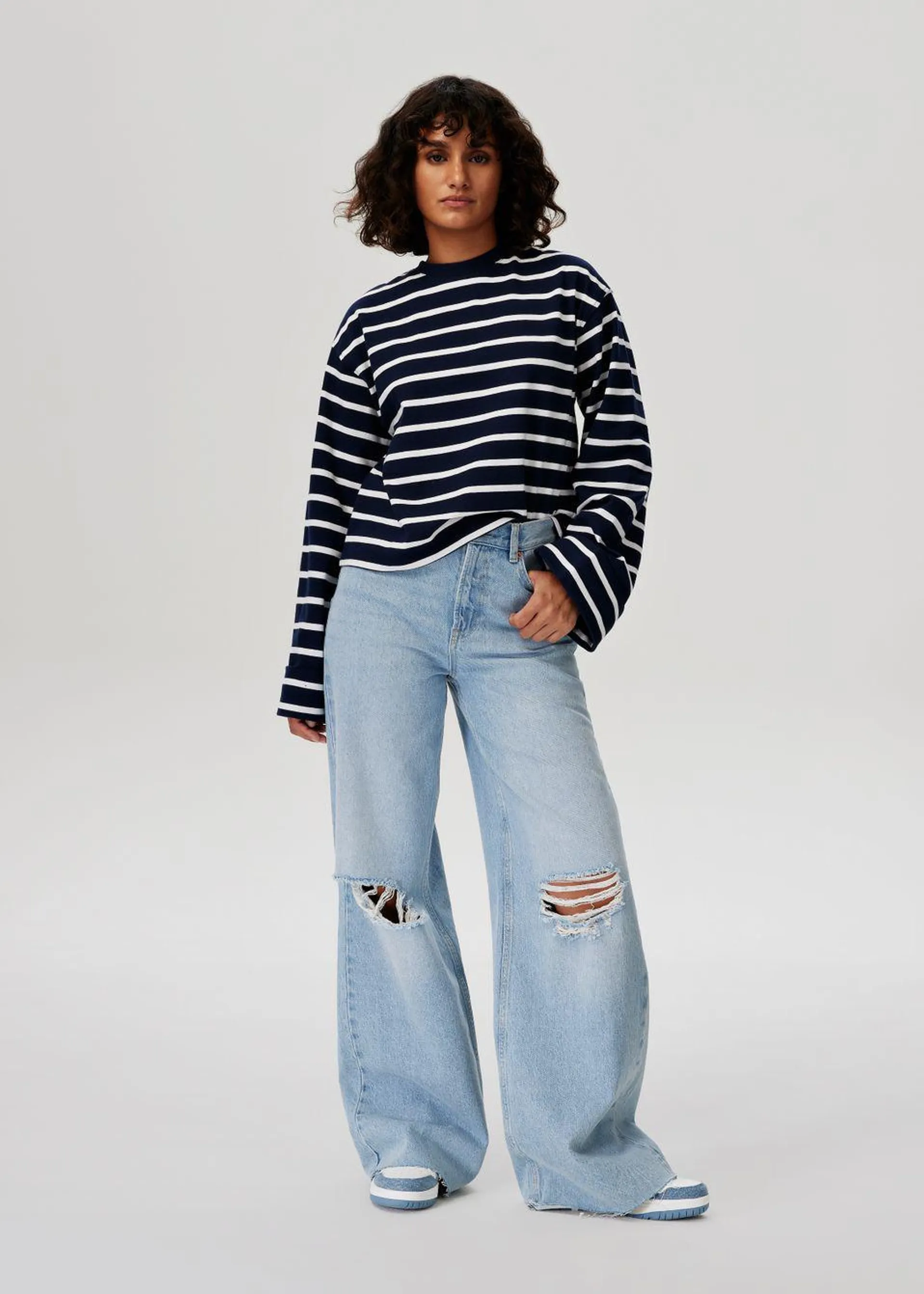 Stripe Cuff Ls Tee