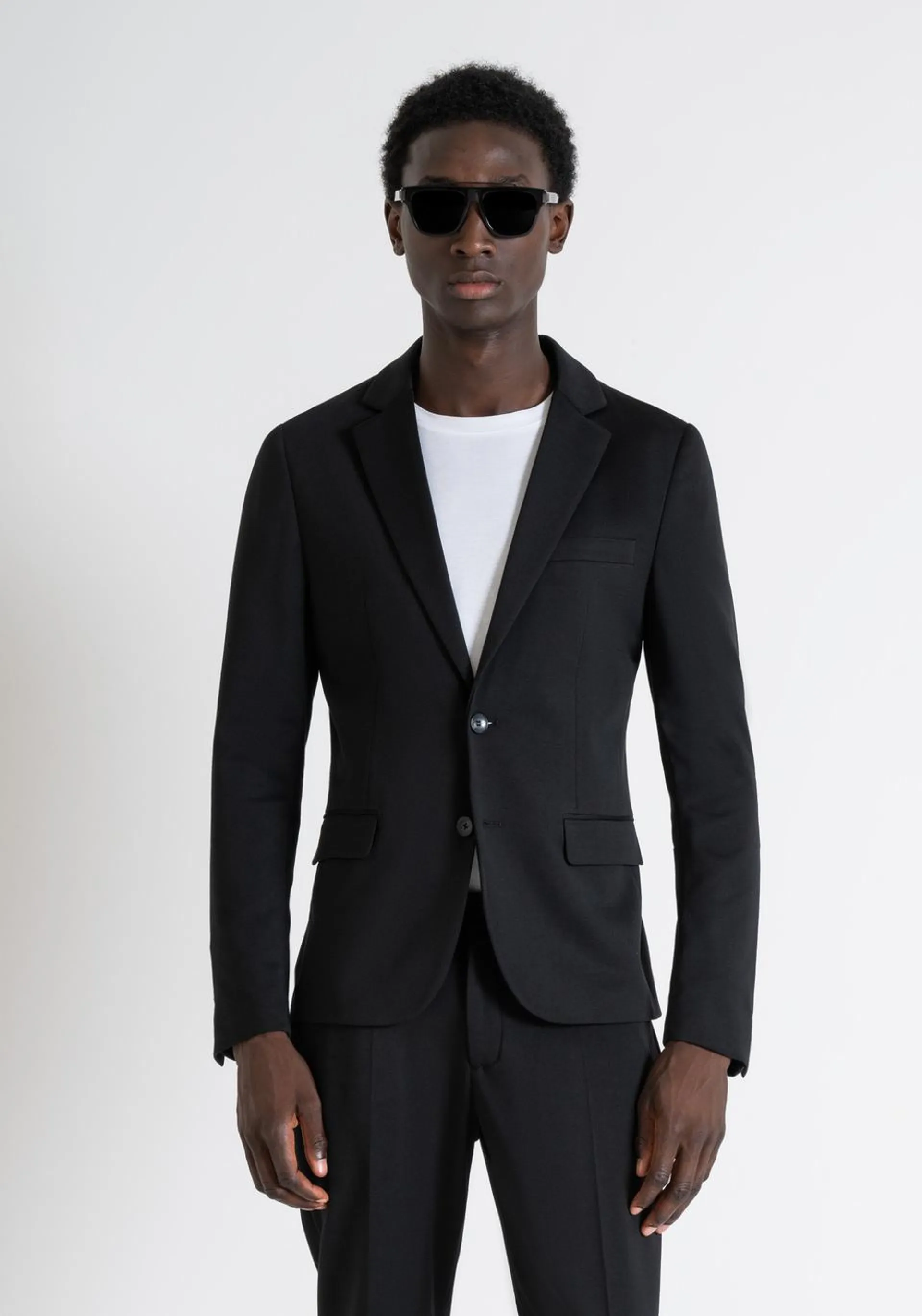 SUPER SLIM FIT "ASHE" JACKET IN STRETCH VISCOSE BLEND FABRIC