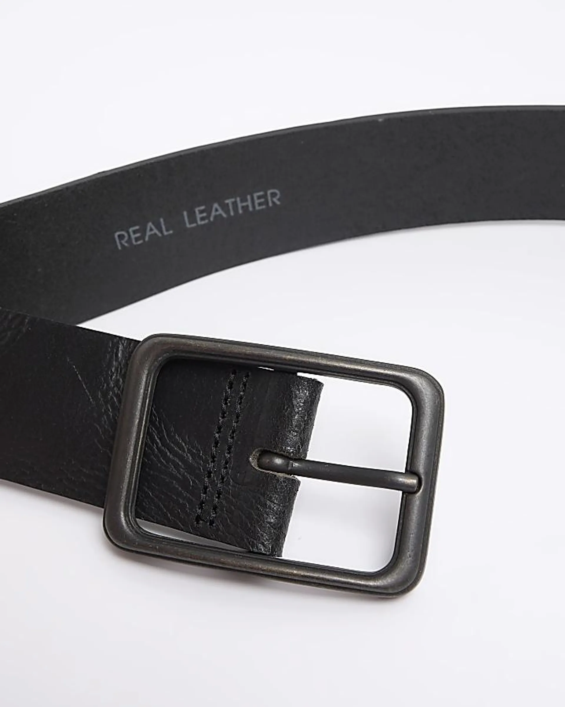 Black leather casual belts