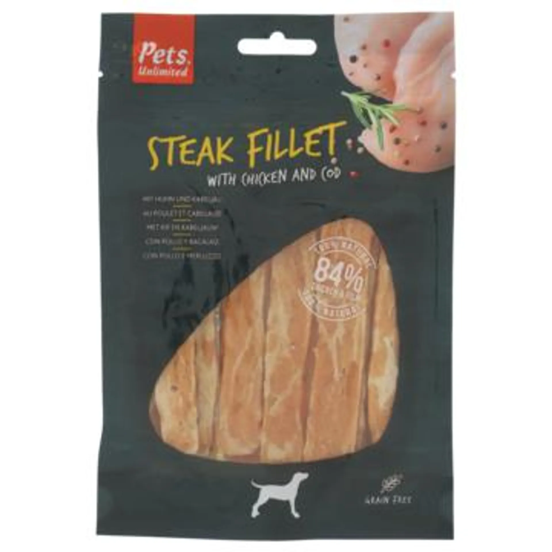 Pets Unlimited Steak Fillet kip en kabeljauw (100 gram)