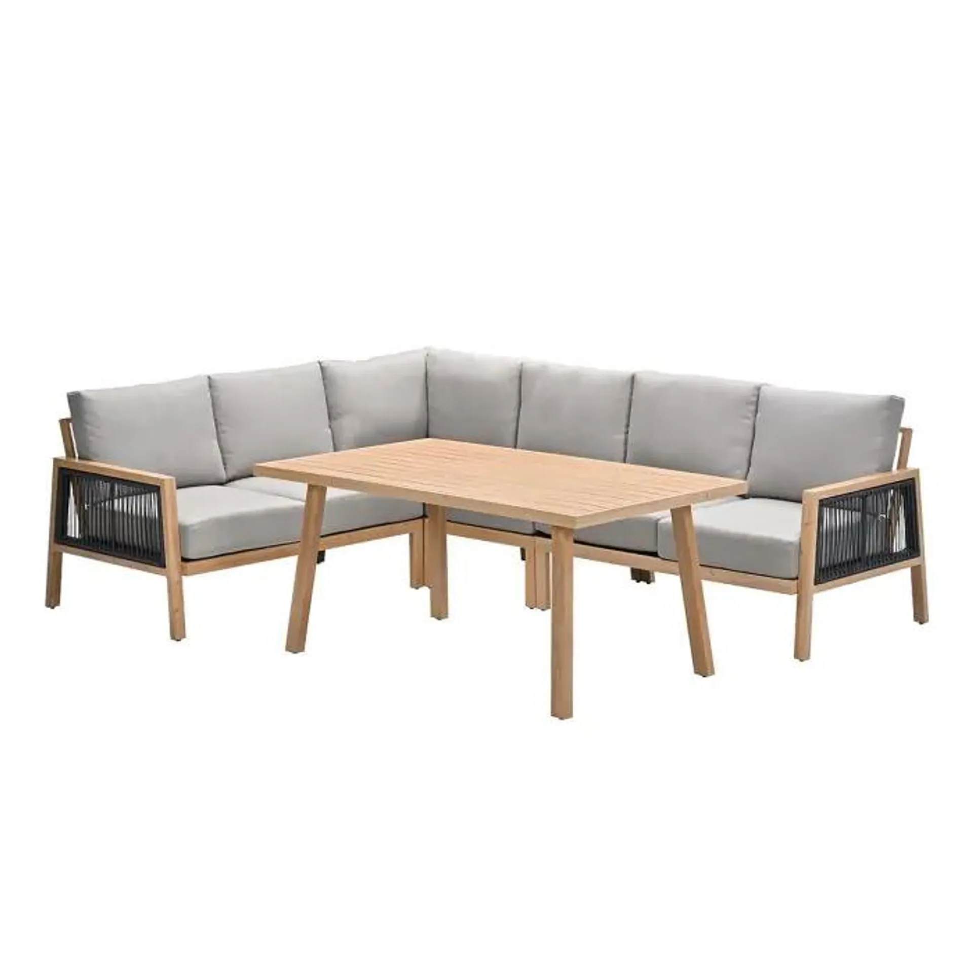 San Capri lounge dining set 5-delig - light teak aluminium