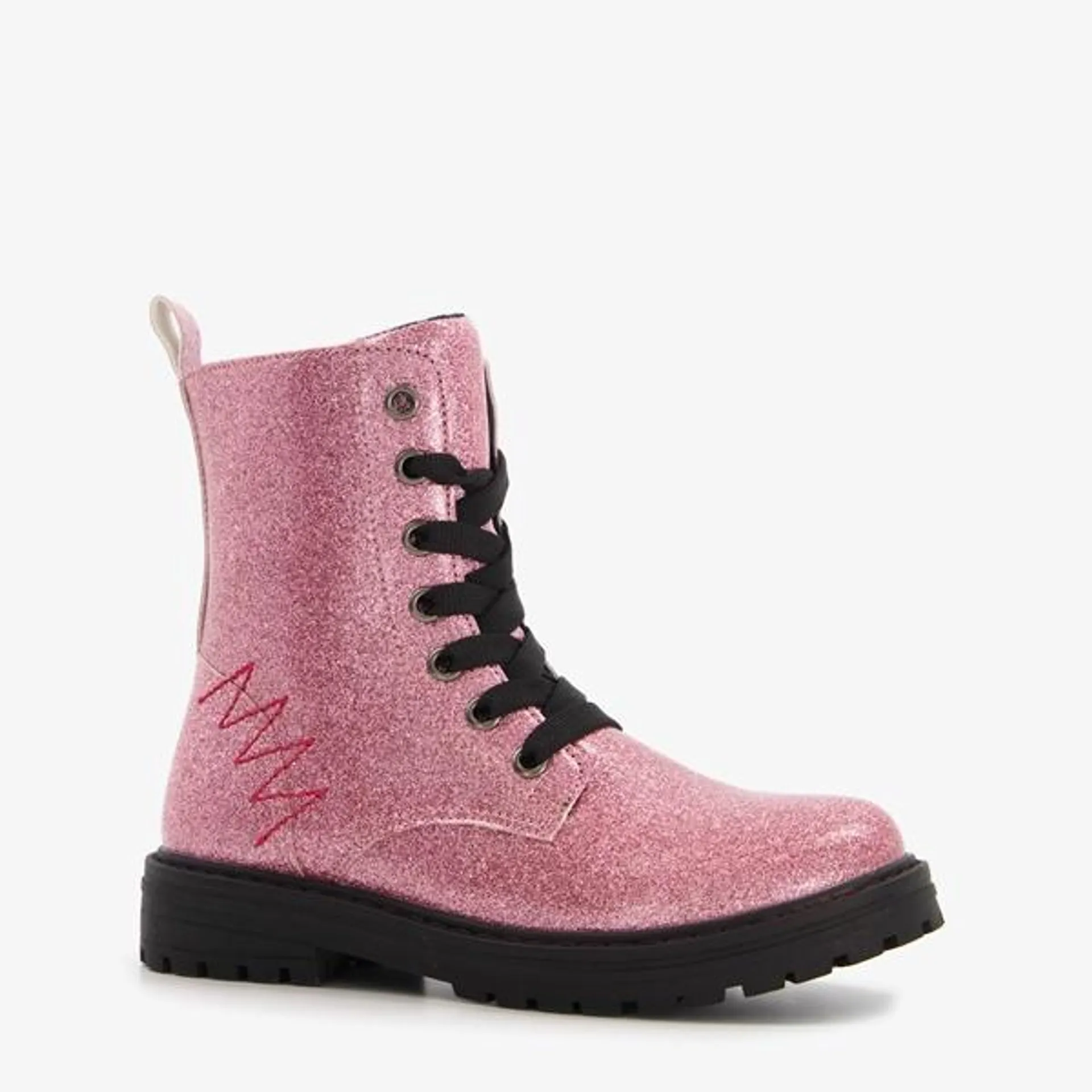 Blue Box meisjes veterboots met glitter roze