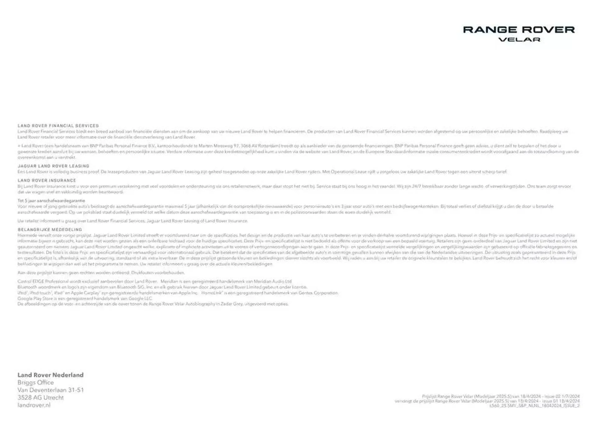 Range Rover Velar van 20 november tot 30 juni 2025 - Folder pagina 15