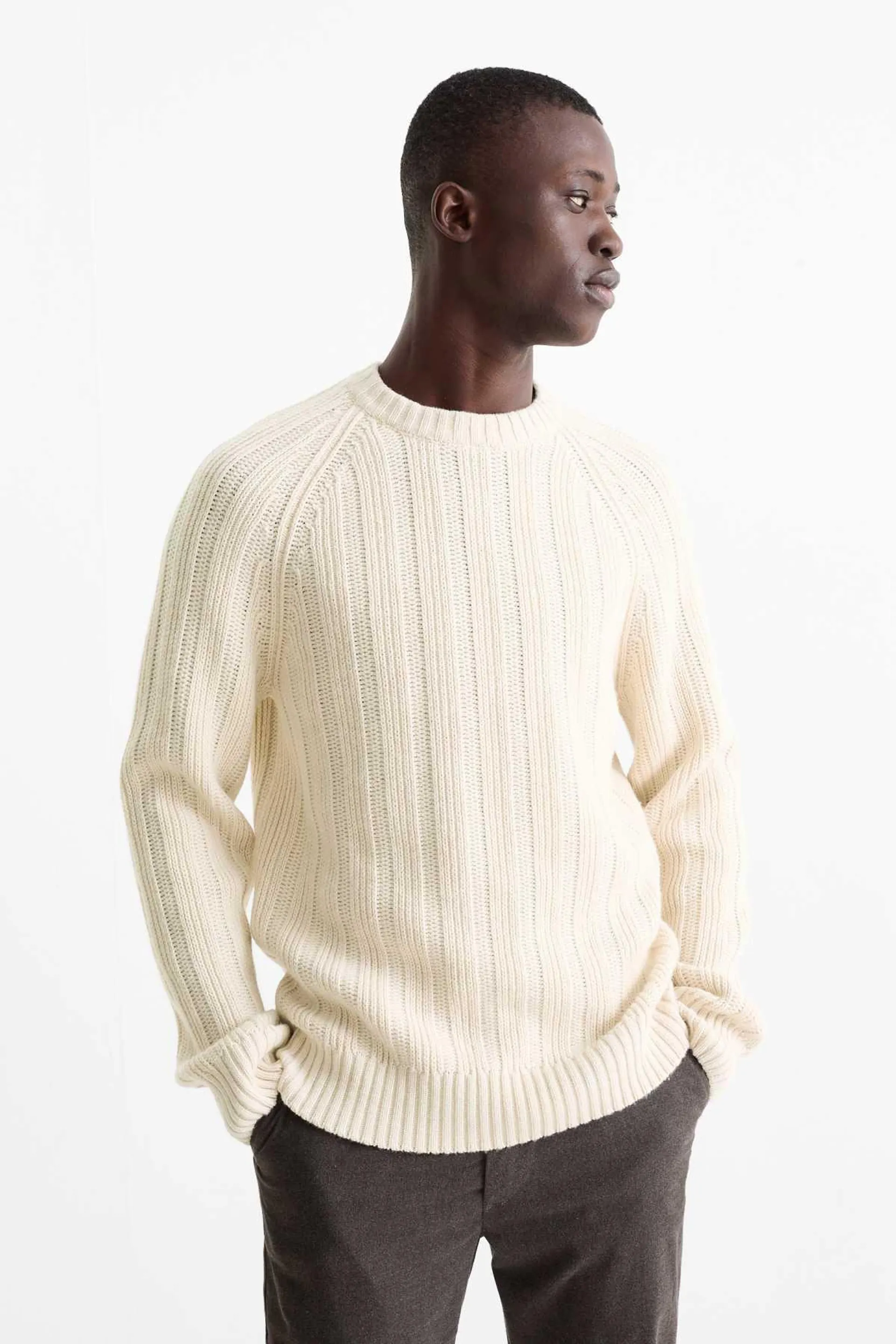 Cashmere blend jumper - ribbed