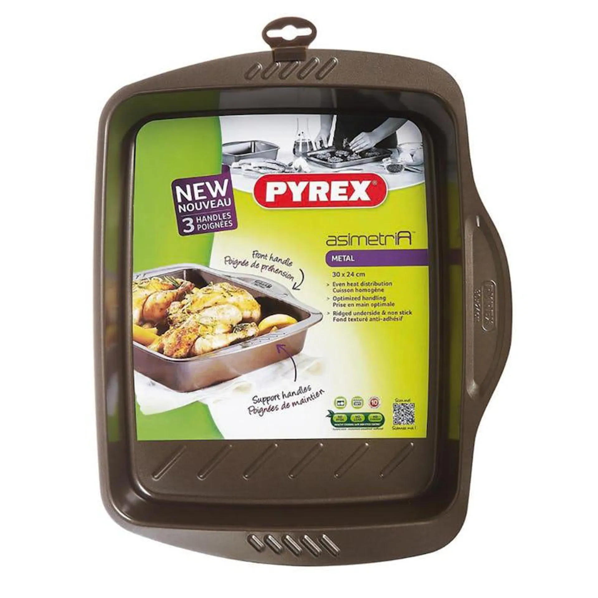 Pyrex Metalen Rechthoekige Ovenschaal, 30 X 24 Cm, Asimetria