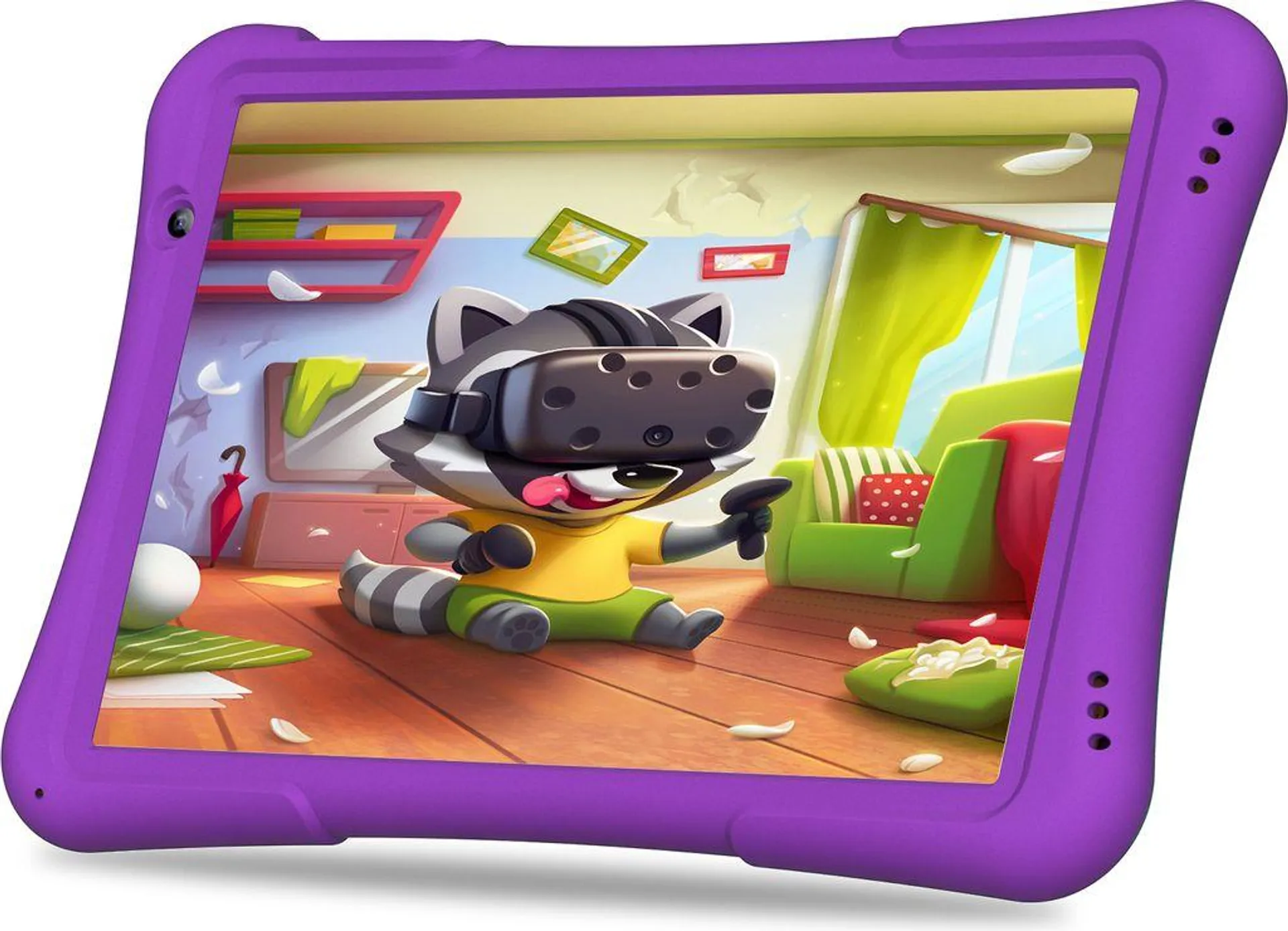 PRITOM 10 Zoll Kinder-Tablet Android 12, 4GB(2+2)+32 GB, Quad-Core, 6000 mAh, WiFi 6, Dual-Kamera, Bluetooth, Kleinkind-Tablet, LILA