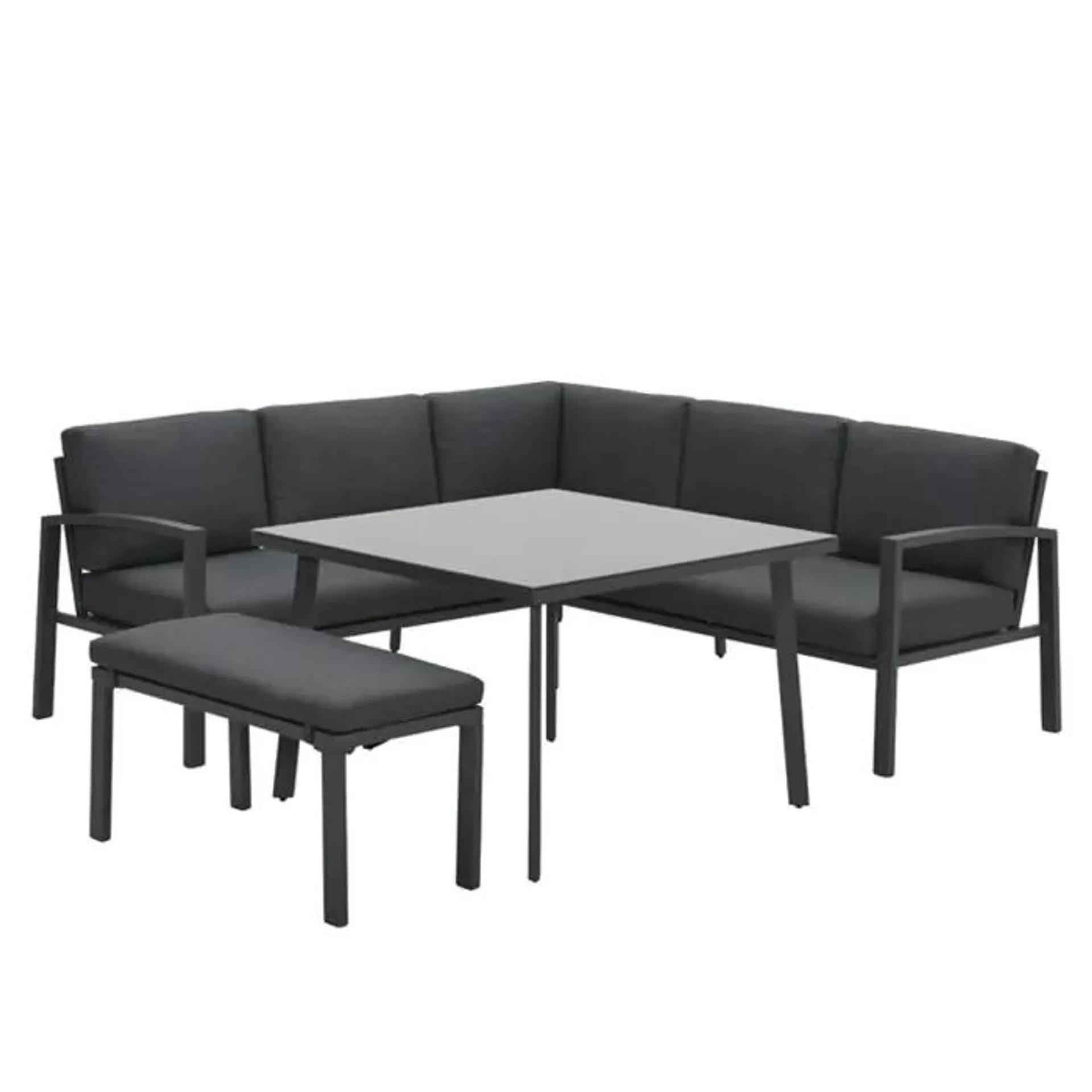 Tropea lounge dining set 5-delig - donker grijs