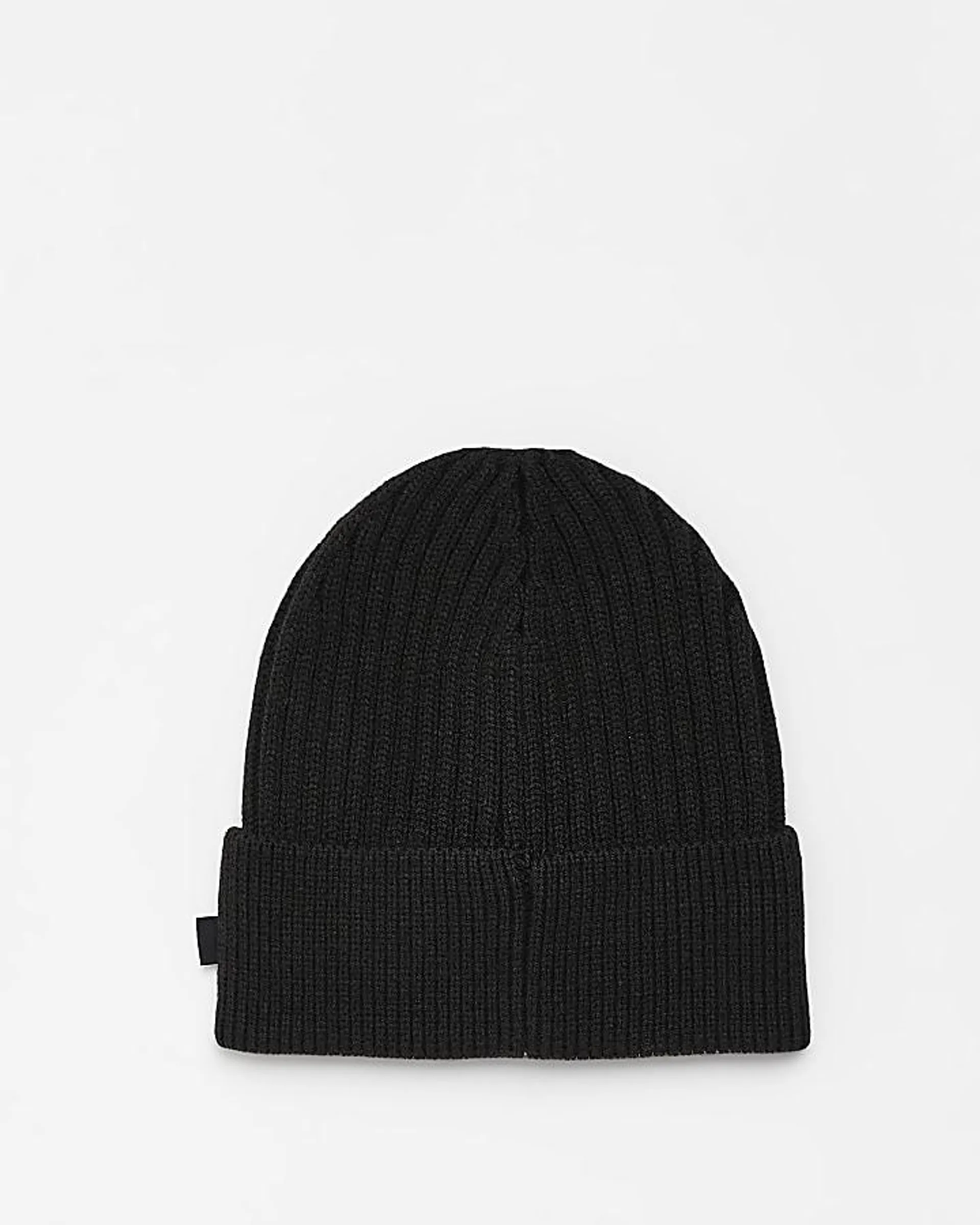 Black ribbed fisherman Beanie hat