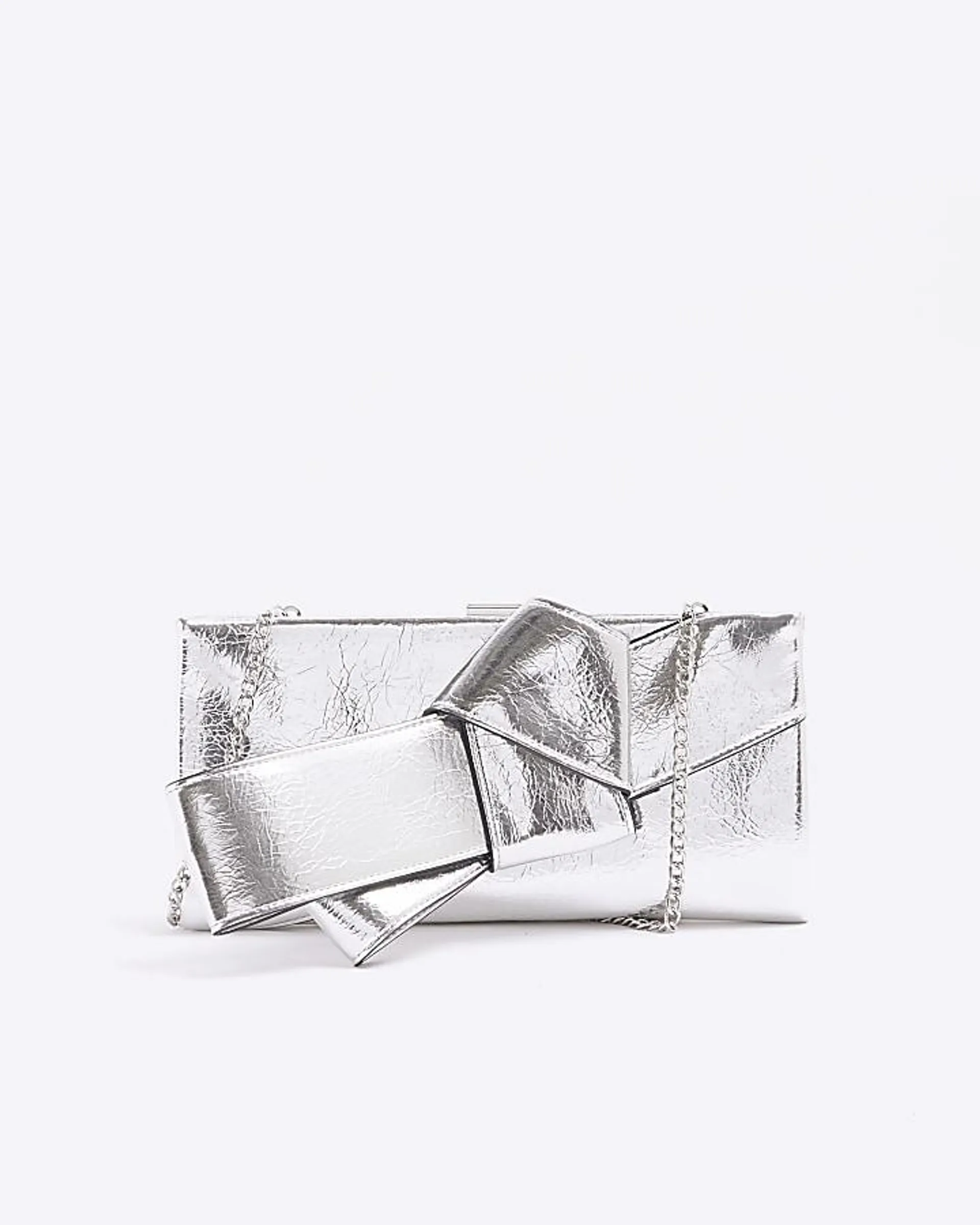 Silver knot detail clutch bag