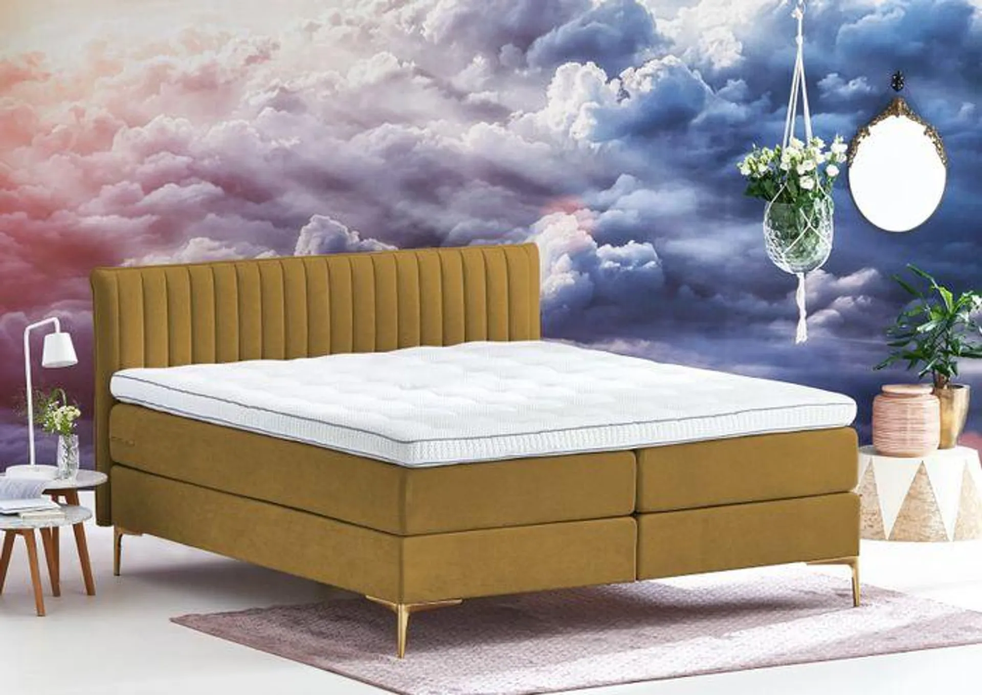 Cinderella Boxspring Desire Wave Compleet - Okergeel