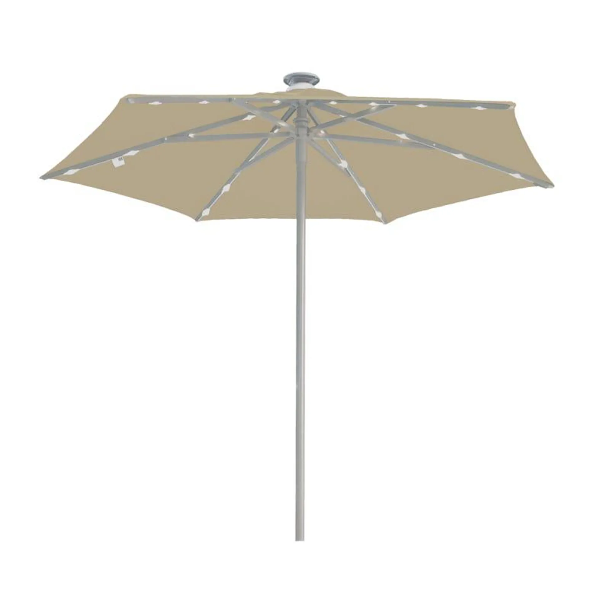 METRO Professional LED Opduw Parasol, Aluminium / Polyester, Ø 2 x 2,33 m, met ventilatieopening, humus / platina