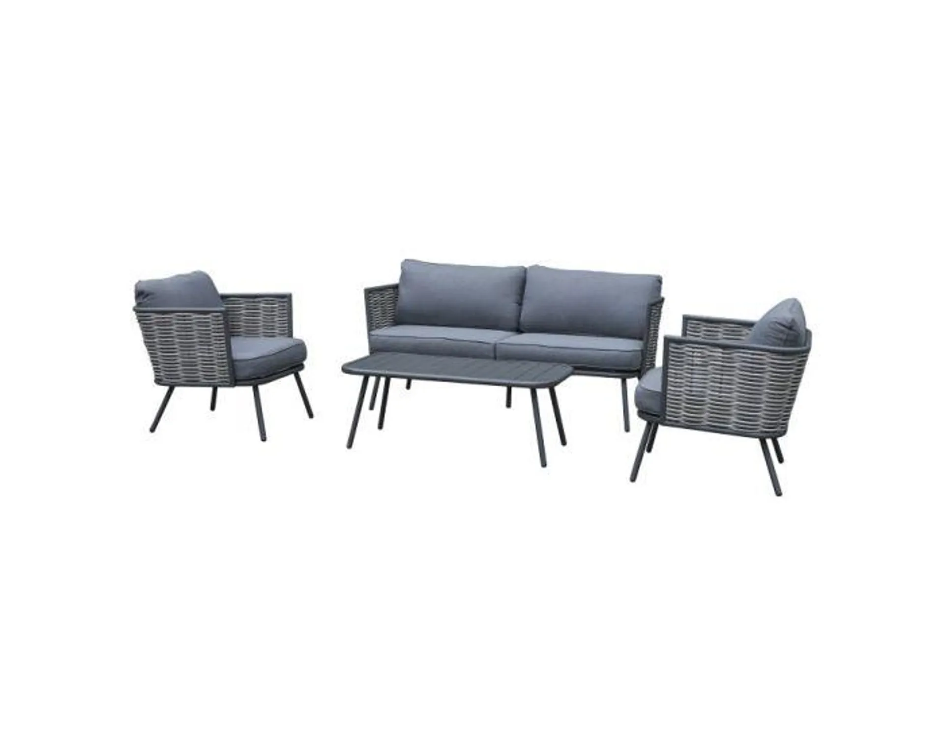 Stoel-bank loungeset "Yvonne" - Antraciet - Pure Garden & Living