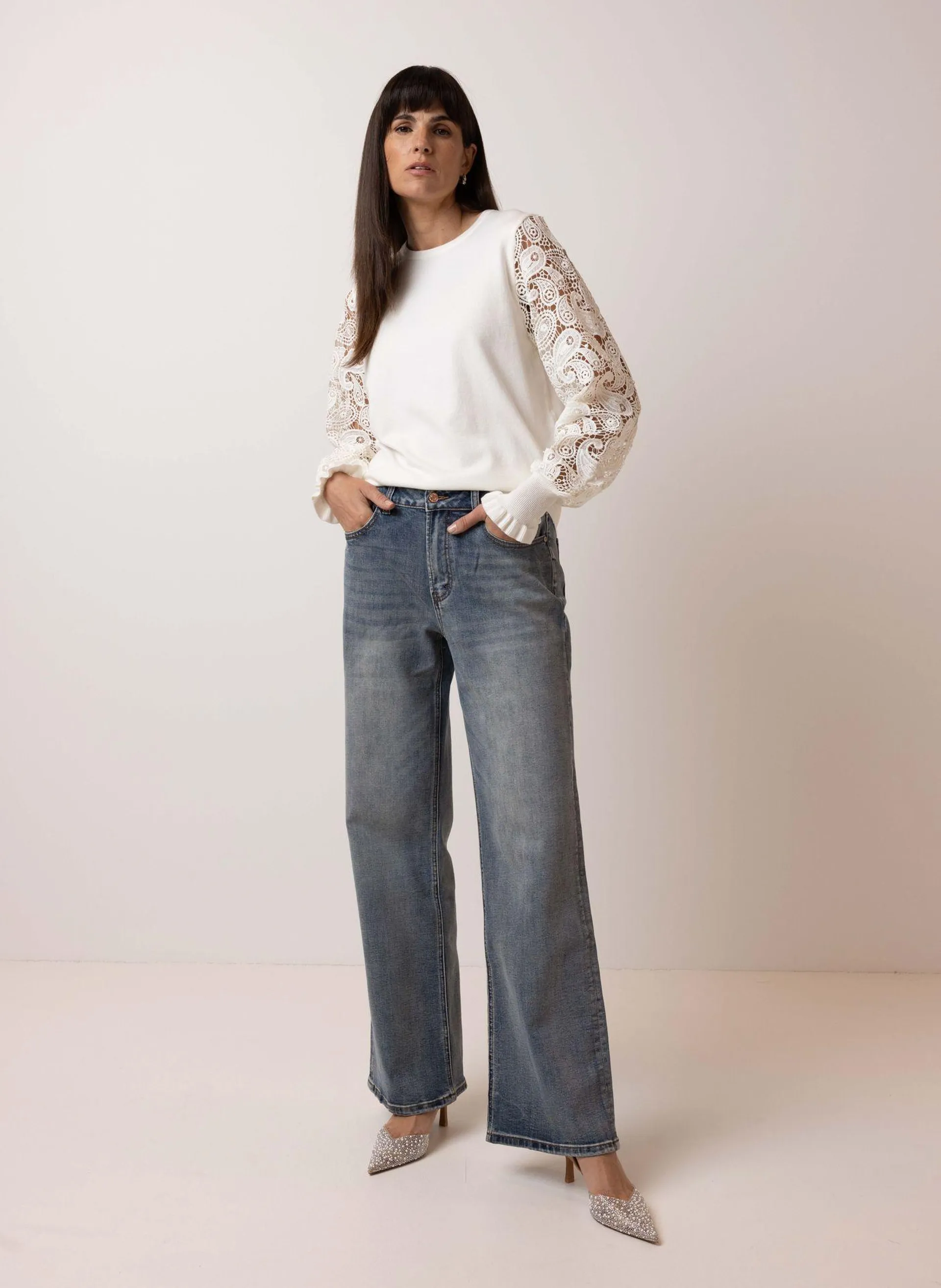 Lichtblauwe straight jeans