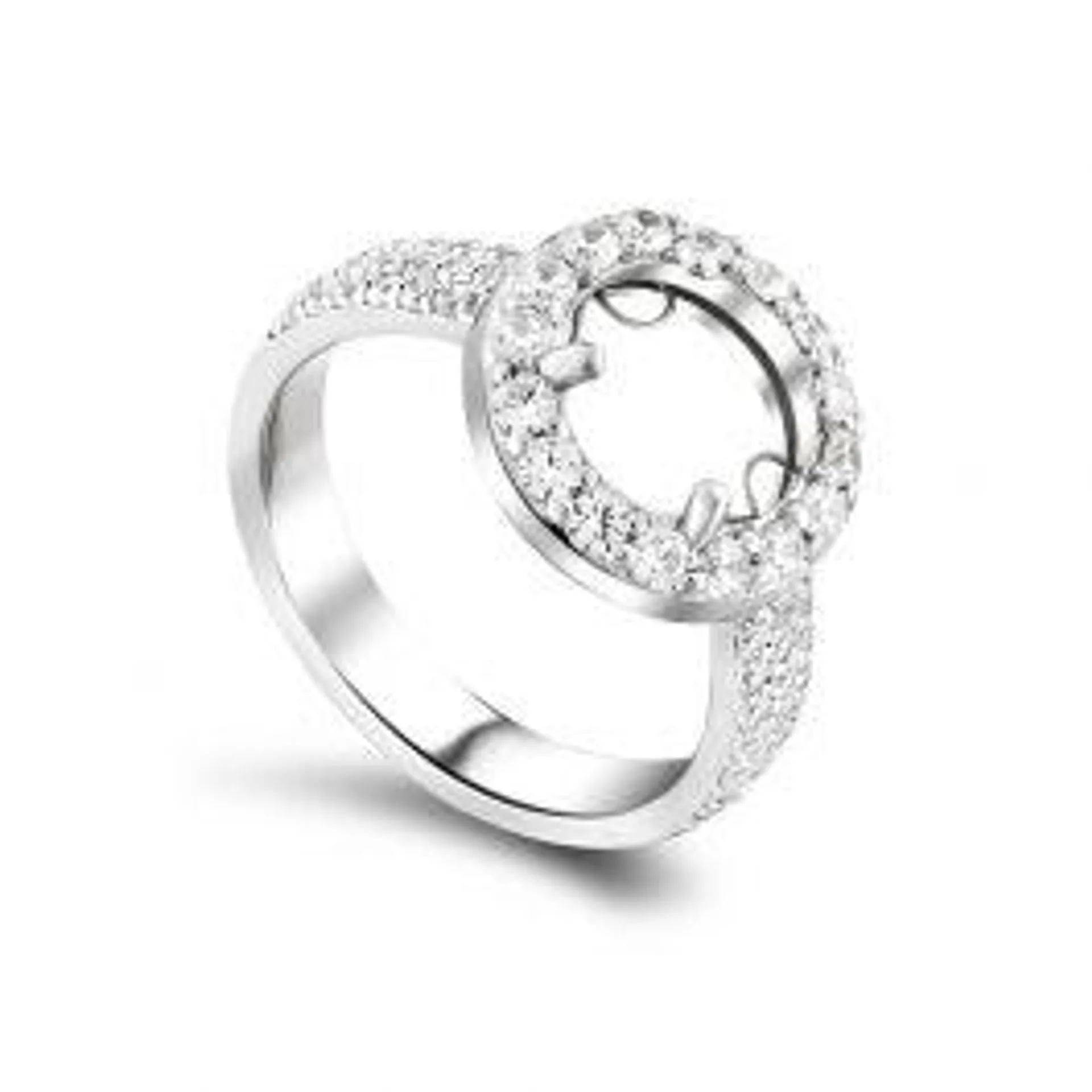 MY iMenso pura ring with CZ-stones+cz in strap (925/rhod-plated) (choose your size)