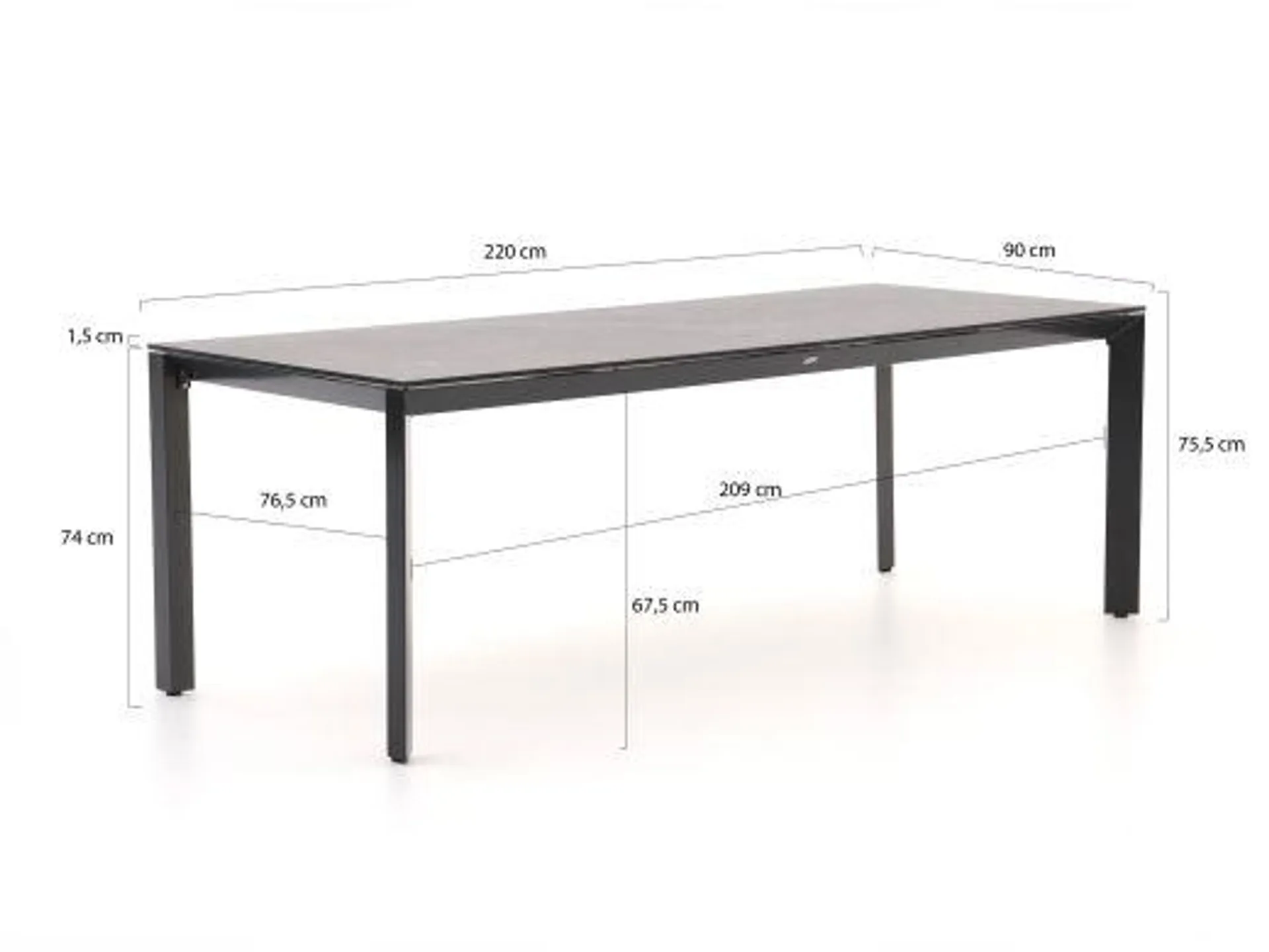 Bellagio Avio/Sestino 220cm dining tuinset 7-delig stapelbaar