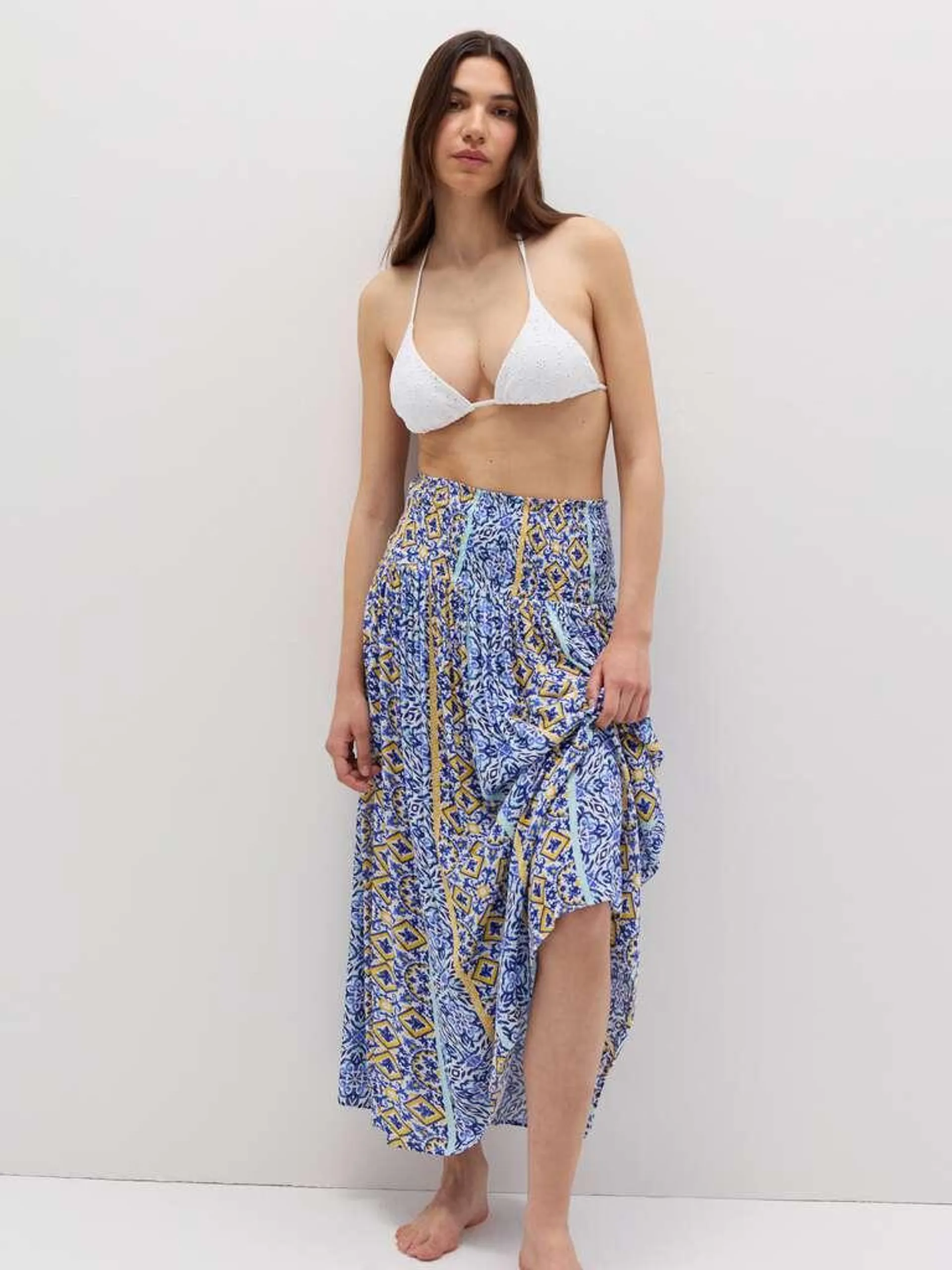 Positano pleated summer skirt with print