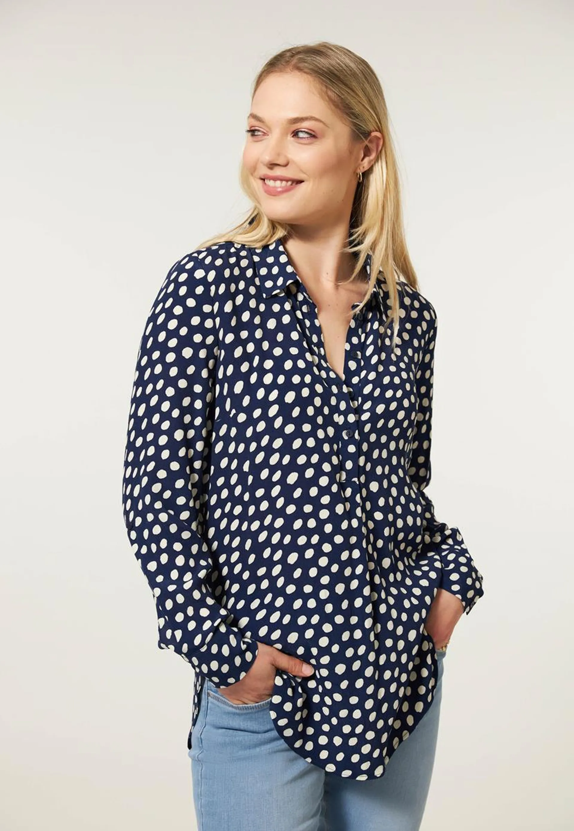 Blouse print blauw