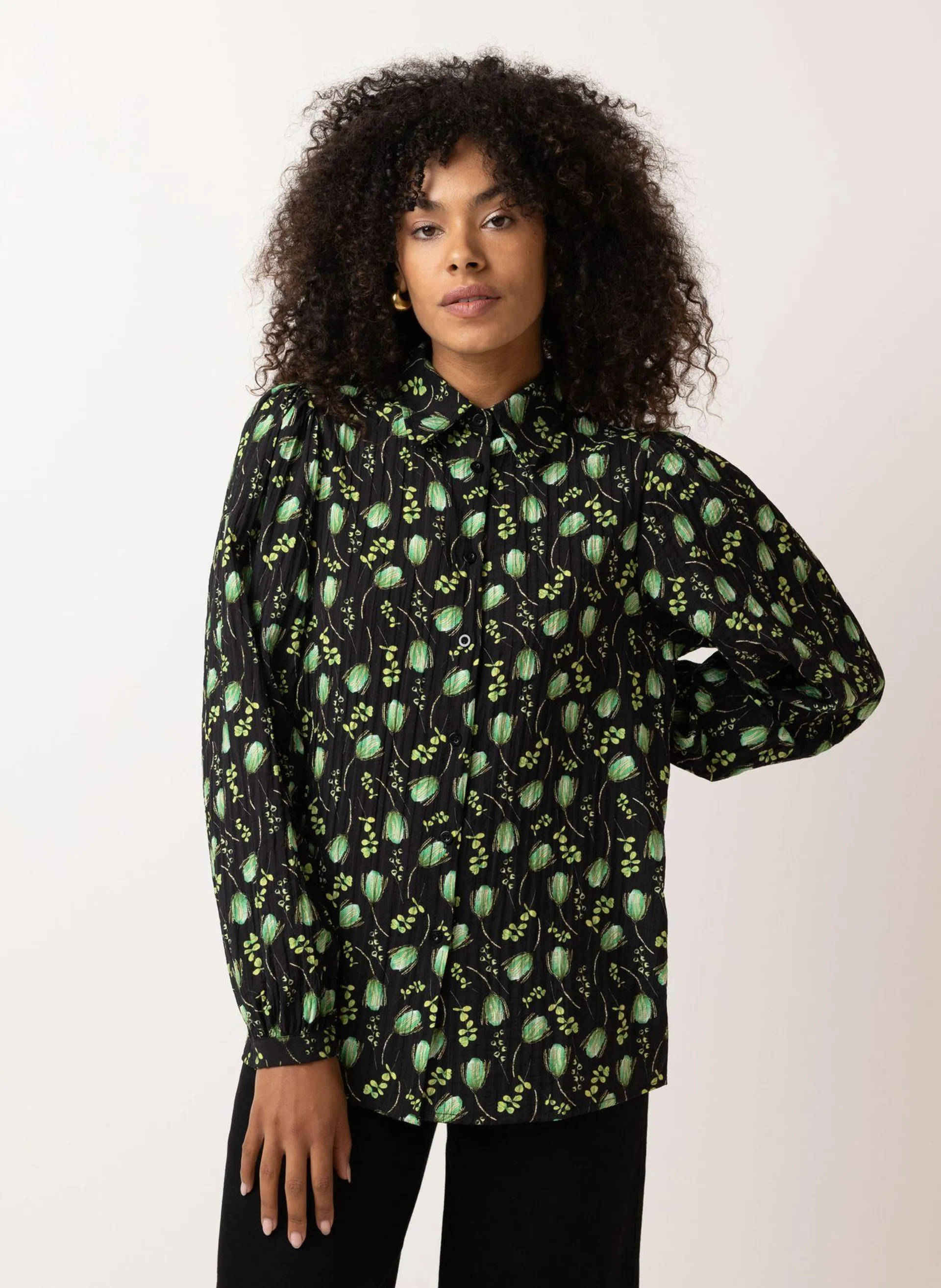 Blouse zwart/groen