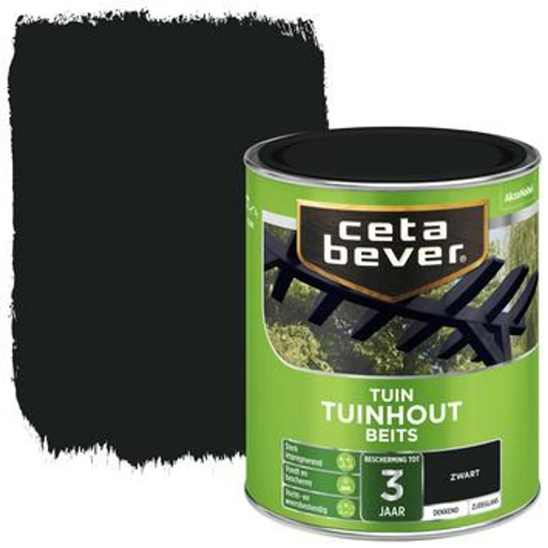 CetaBever Tuinhoutbeits dekkend zwart zijdeglans 750 ml
