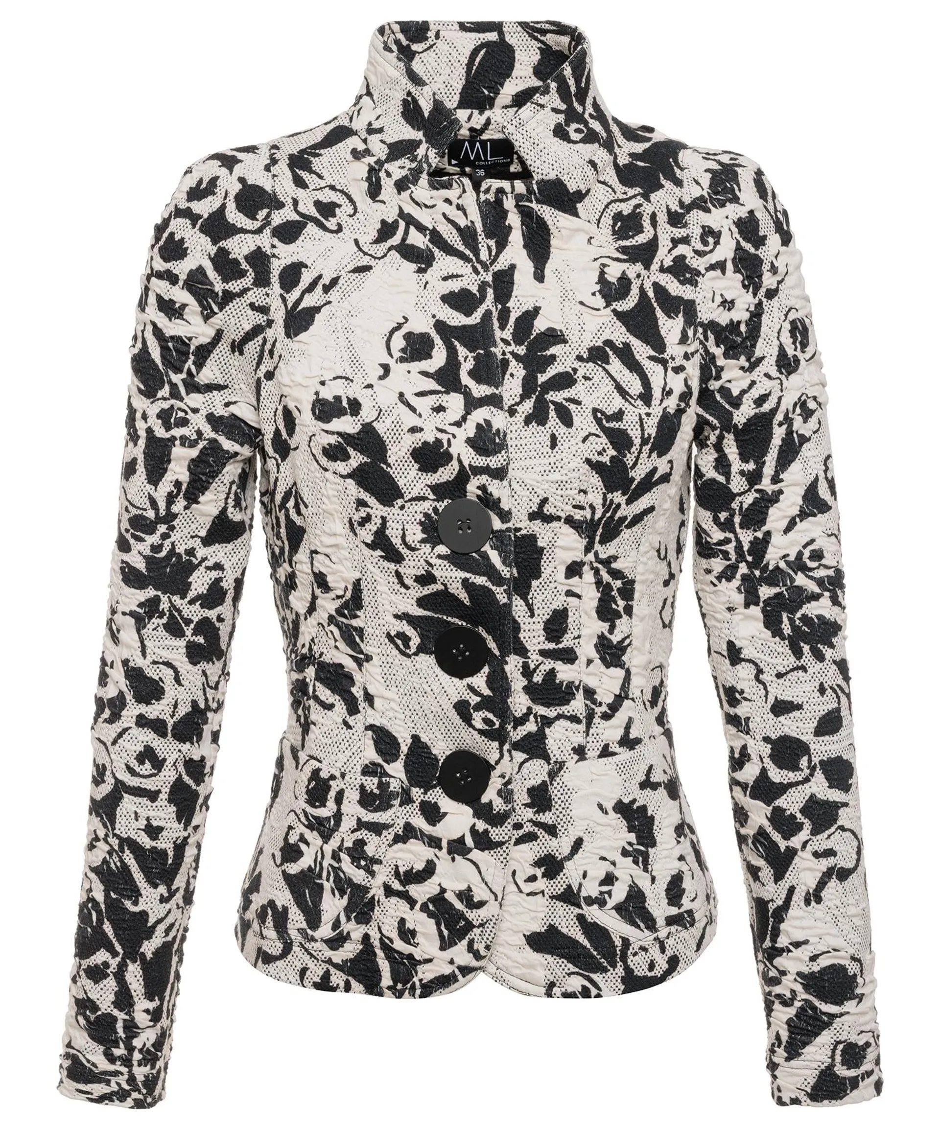 ML Collections structuur blazer bloemen zwart wit