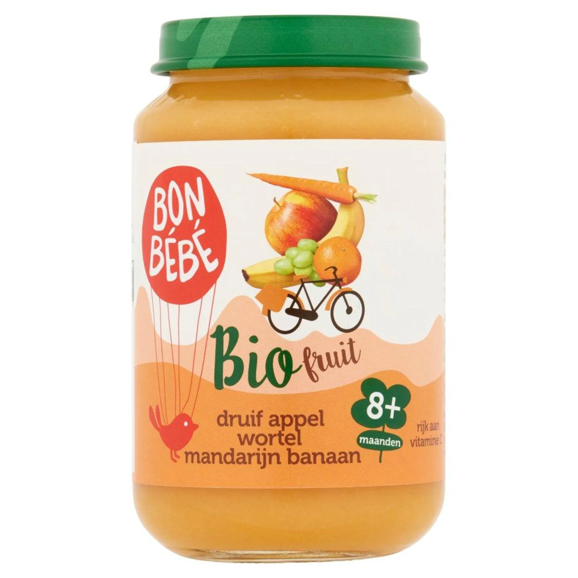 Bonbébé Bio Fruit Druif Appel Wortel Mandarijn Banaan 8+ Maanden 200 g