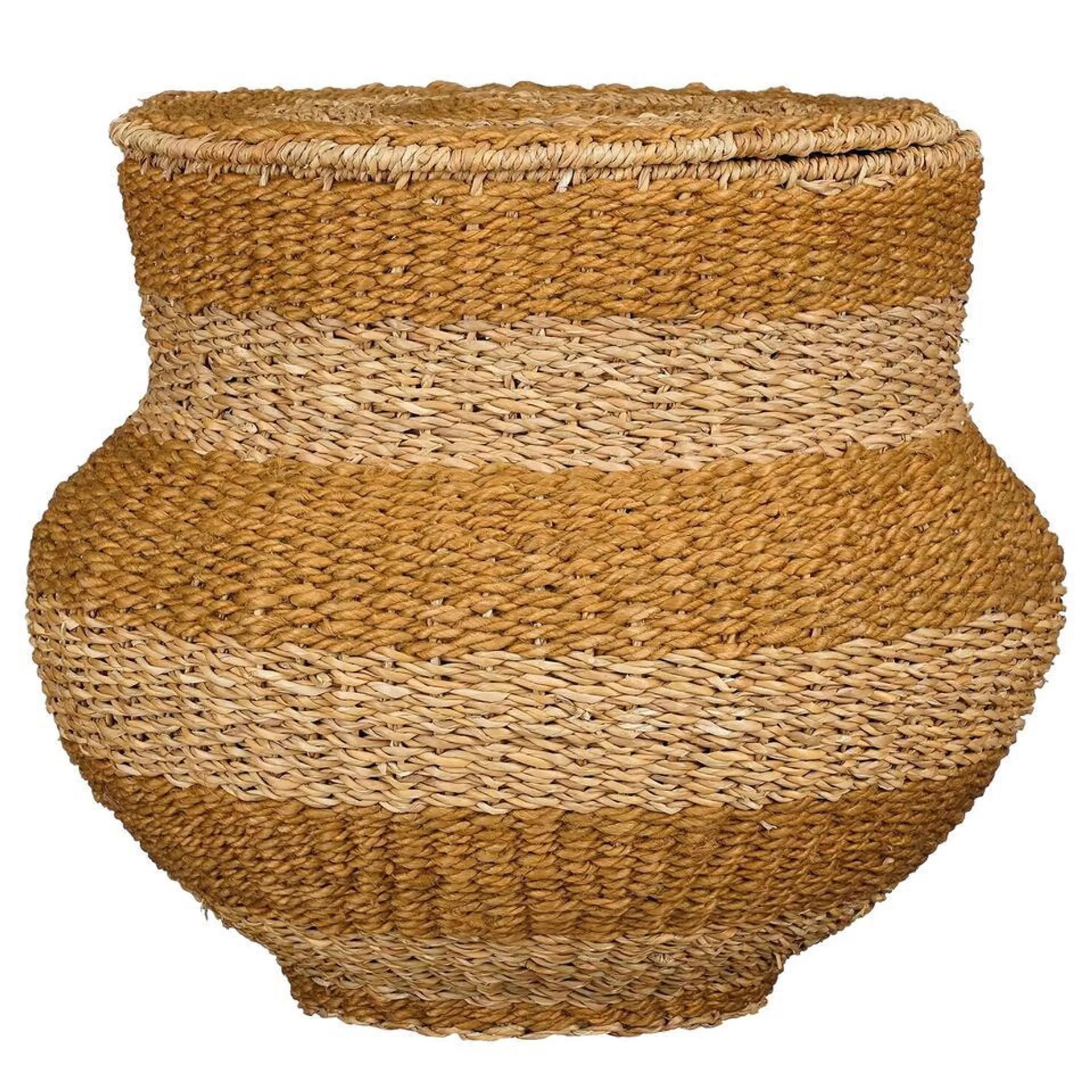 Mica Decorations Opbergmand met Deksel - H48 x Ø55 cm - Jute - Geel