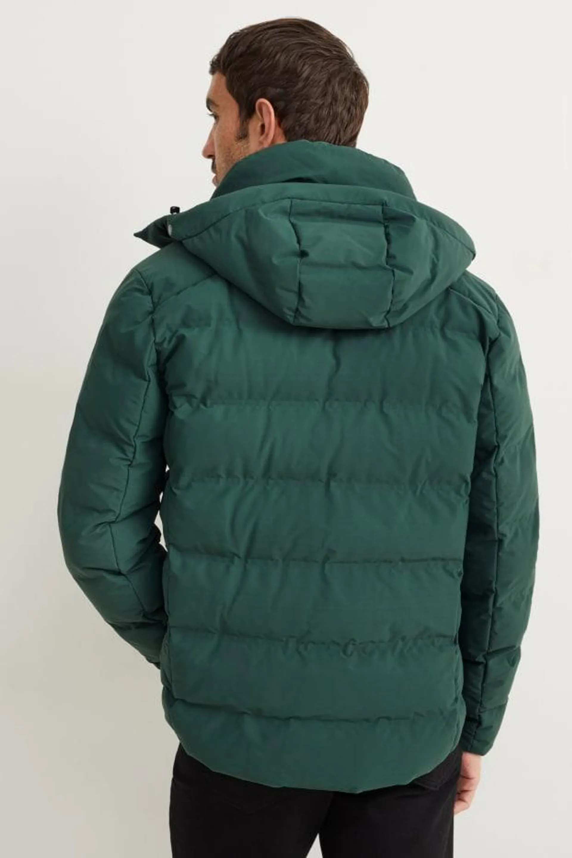 Quilted jacket with hood - water-repellent