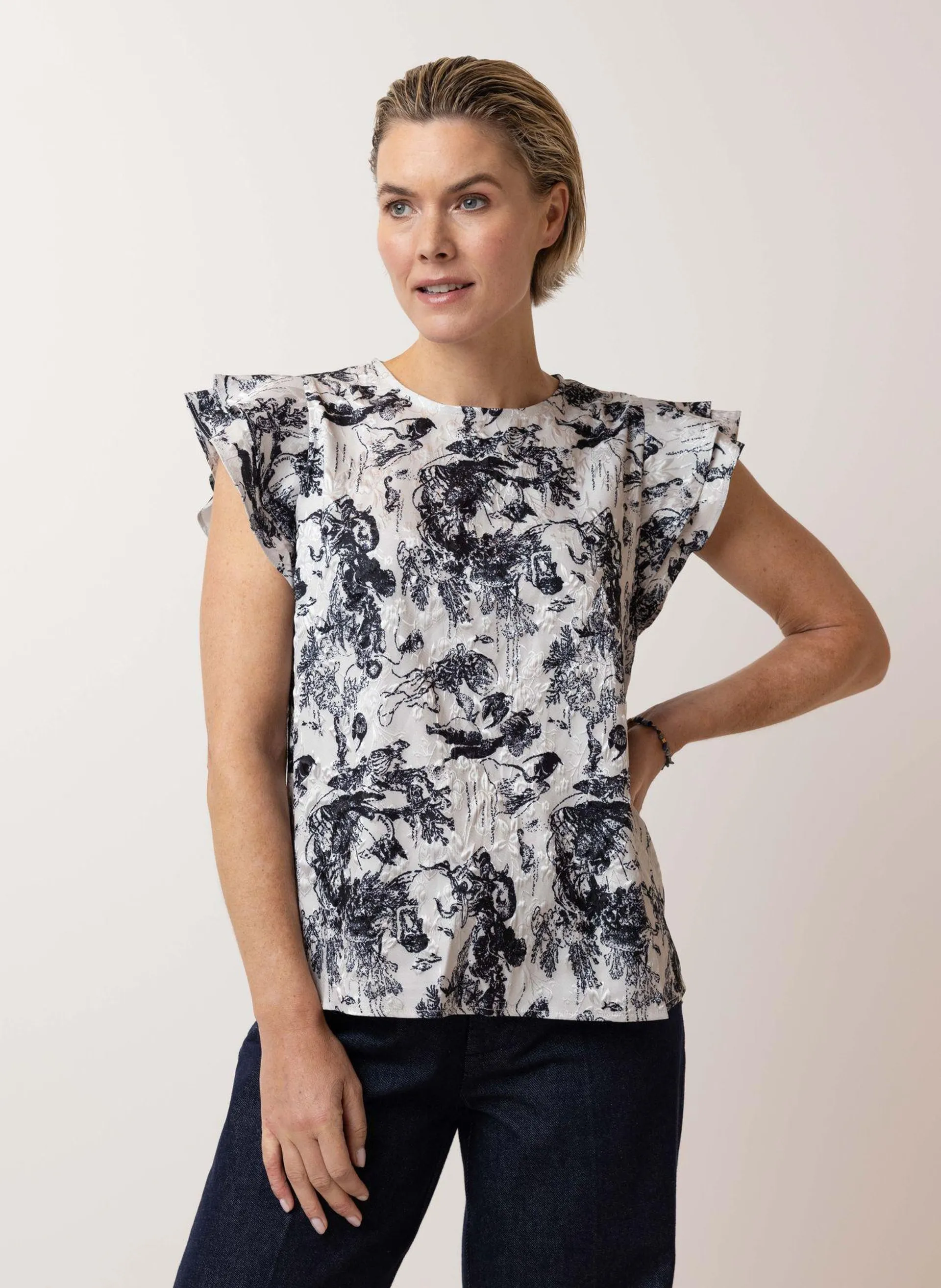 Blouse blauw/grijs