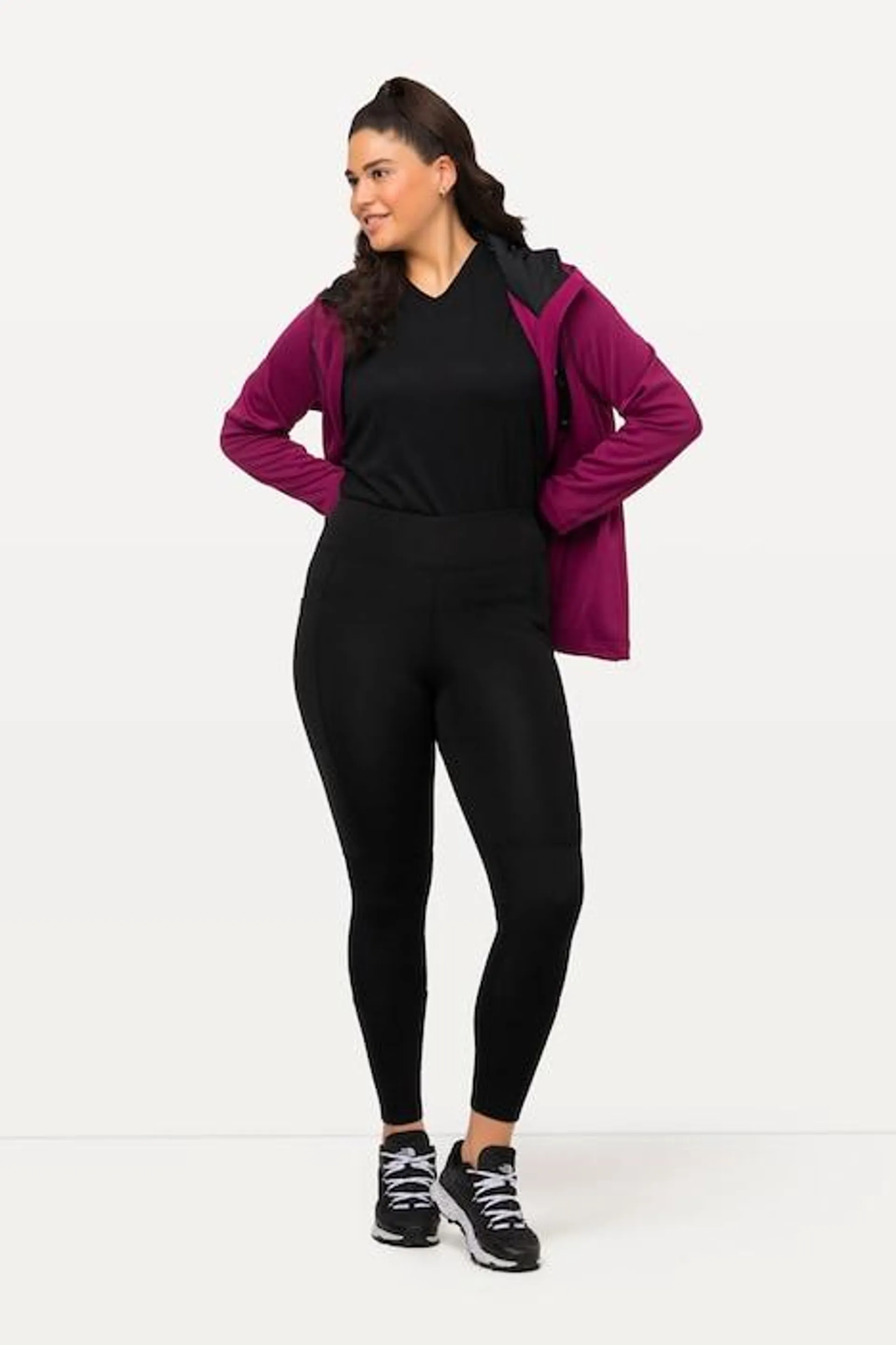 Legging voor wandelen, ritszak, hoge taille, elastische tailleband