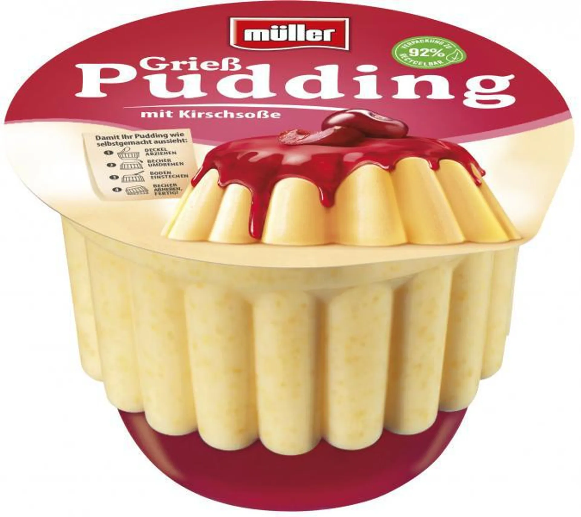 Müller Grieß Pudding mit Kirschsoße