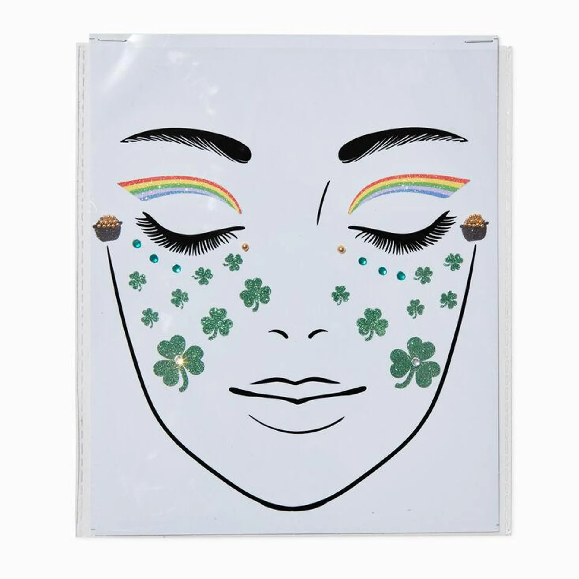 Rainbow, Pot of Gold, & Shamrock Face Stickers