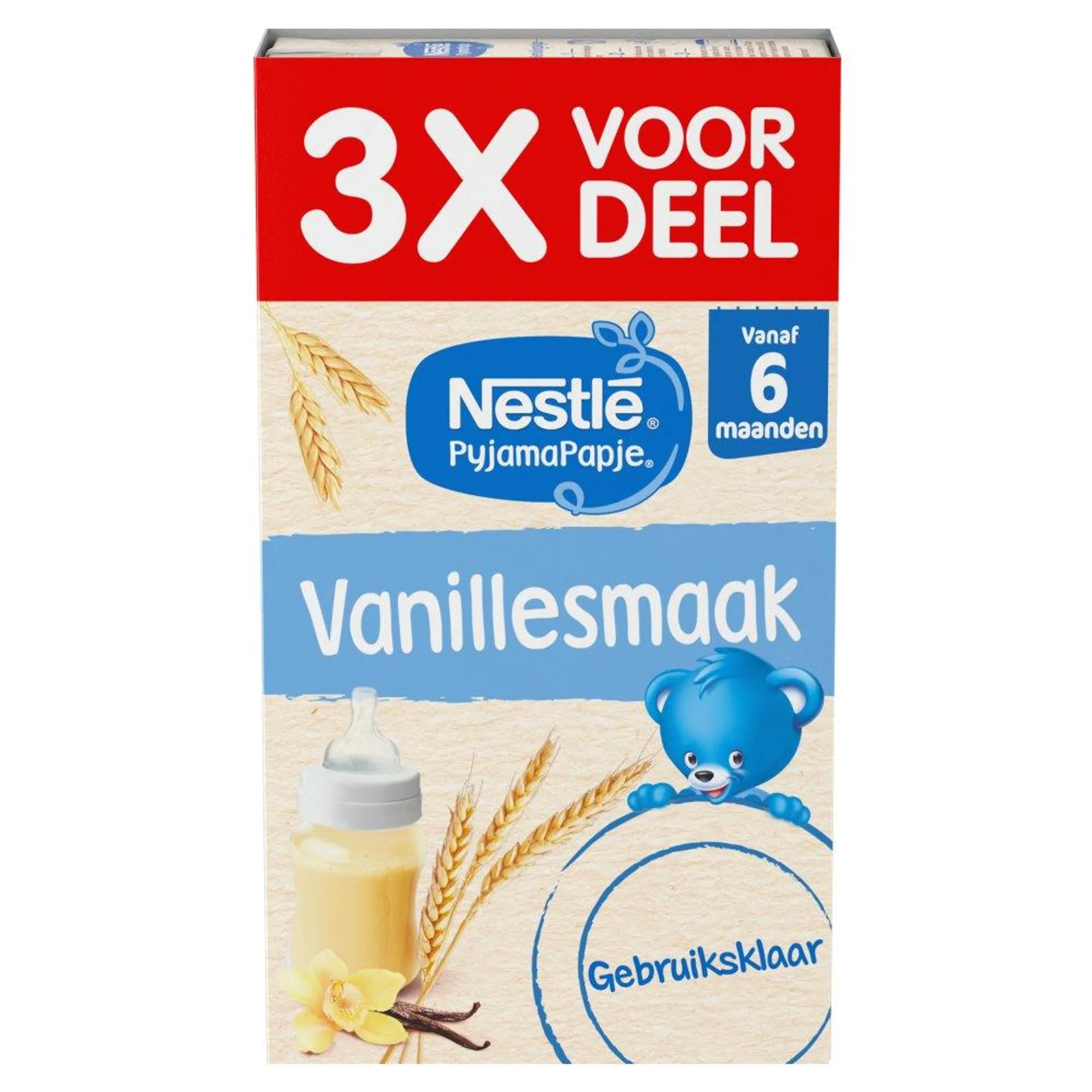 Nestlé PyjamaPapje® Vanillesmaak 6+ maanden baby pap 3 x 250 ml