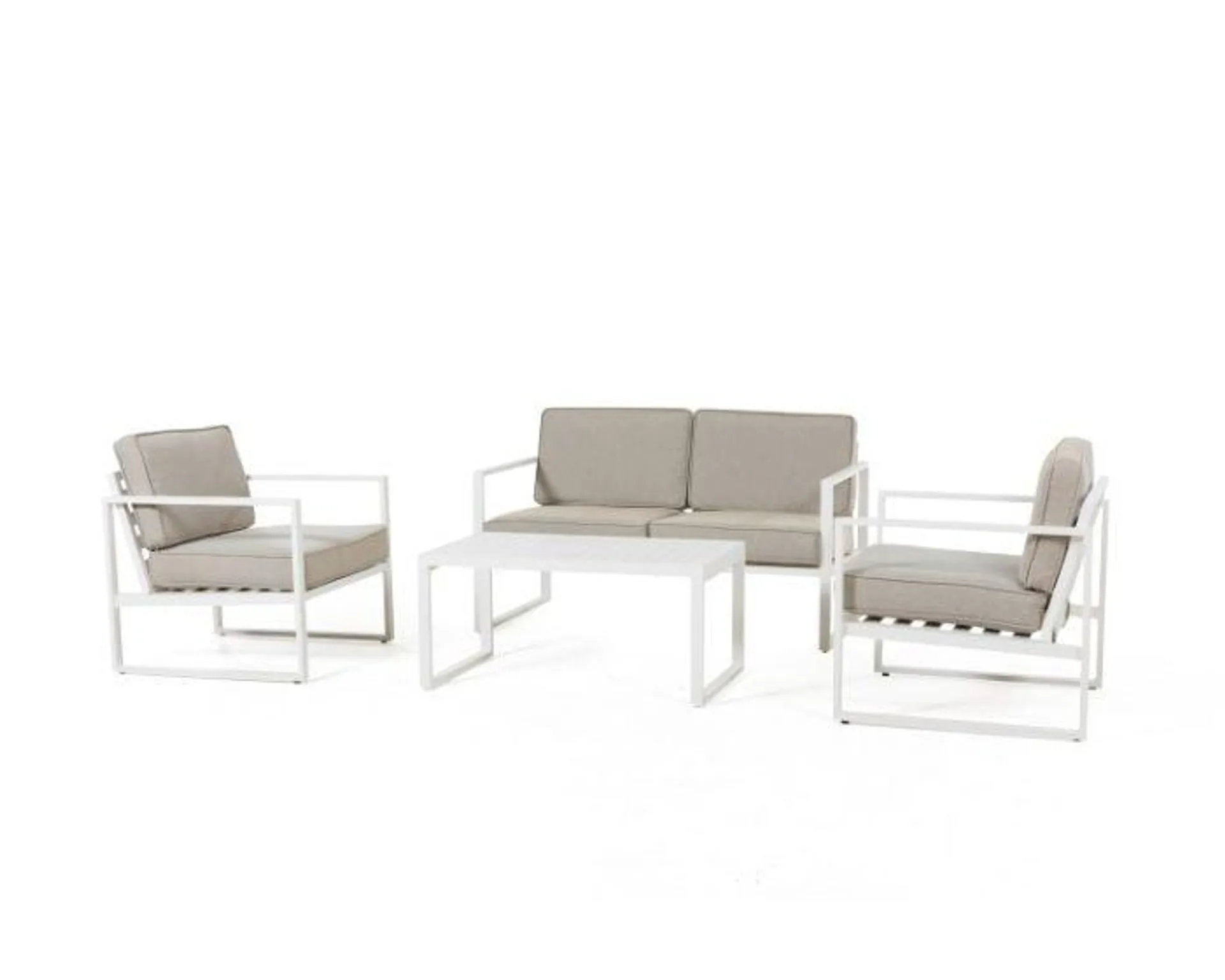 "Dubai" Loungeset Zithoek Aluminium - Wit - Pure Garden & Living