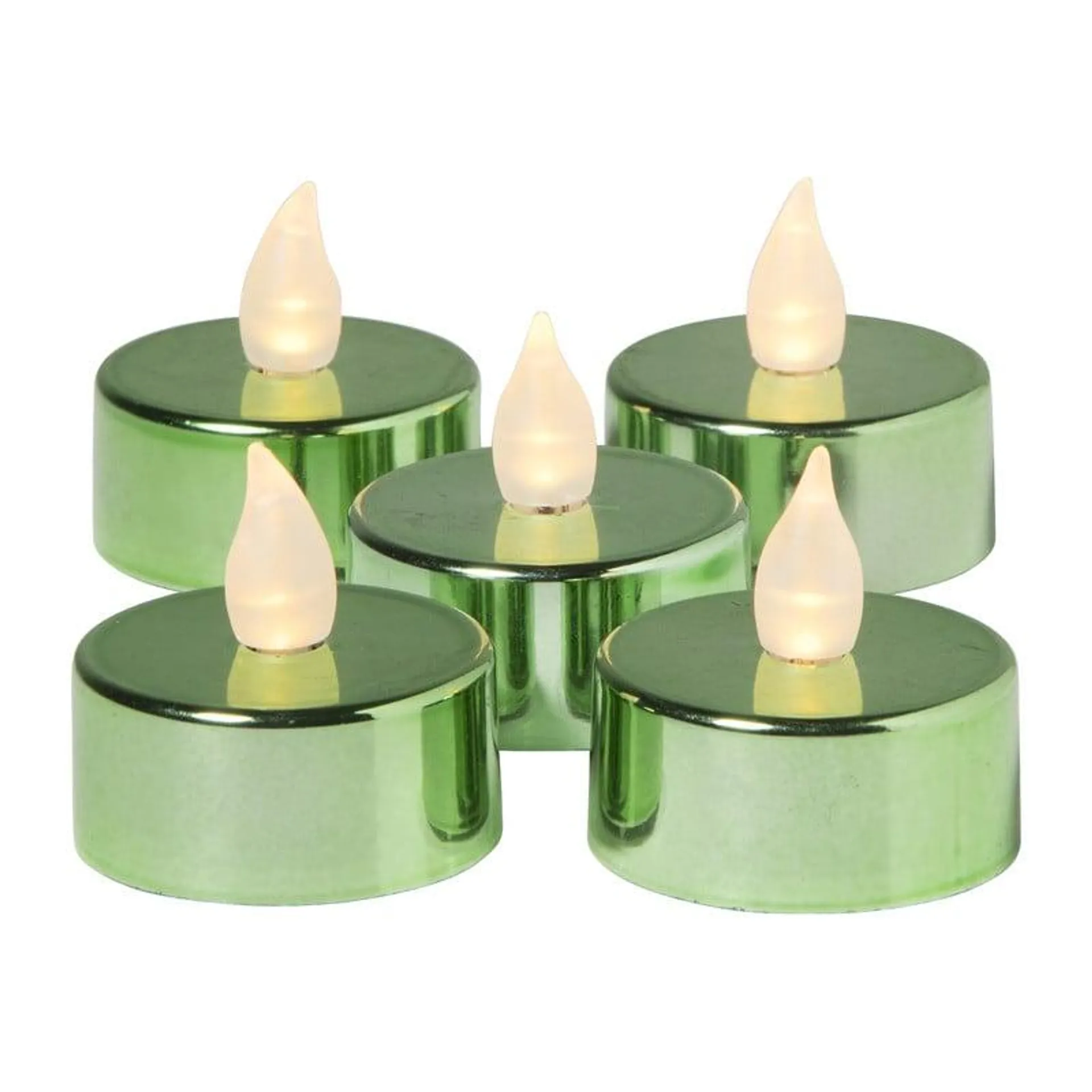 LED waxinelichten - groen - set van 5