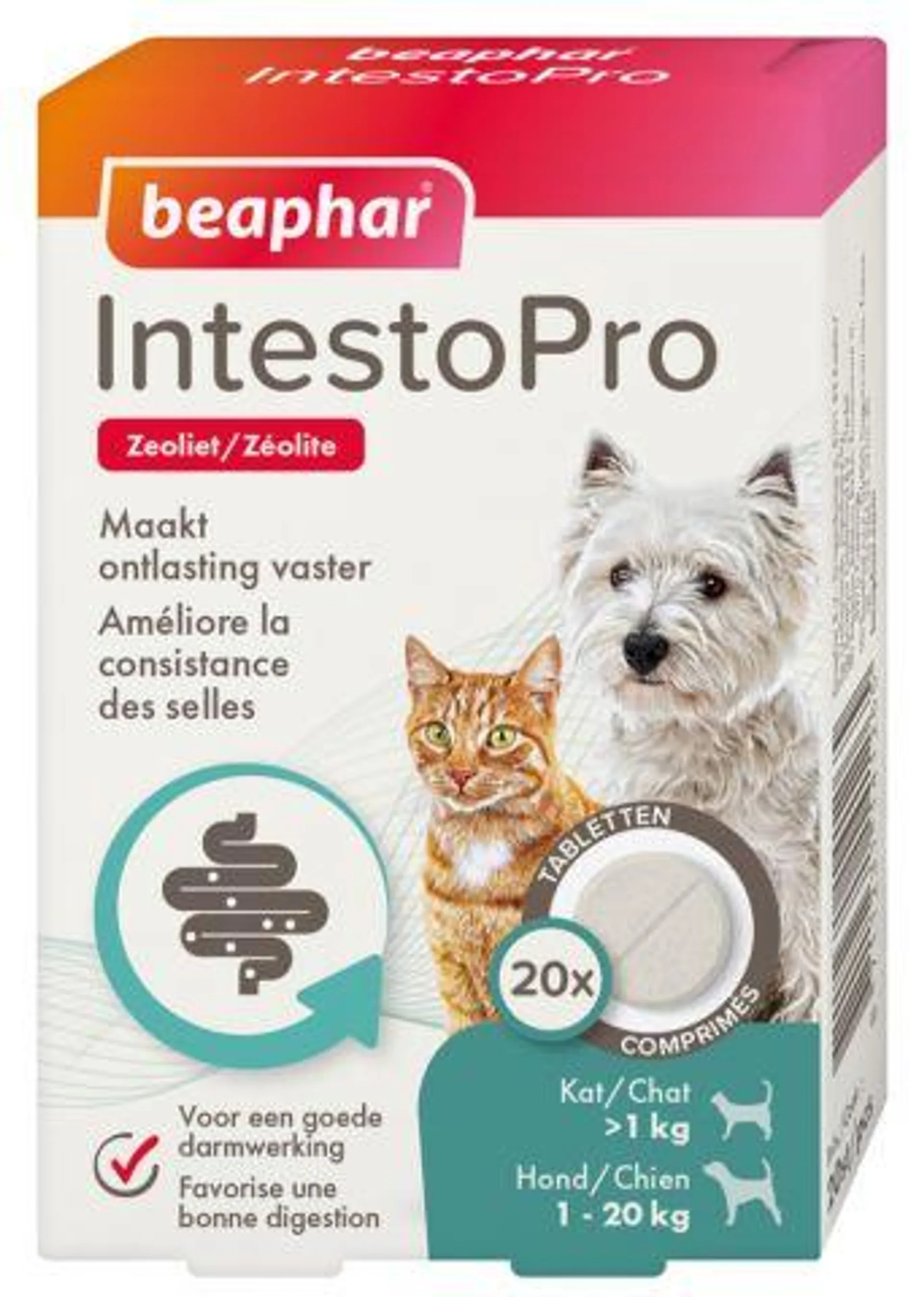 Beaphar IntestoPro Kat - Hond tot 20kg - Verlicht darmproblemen - 20 stuks