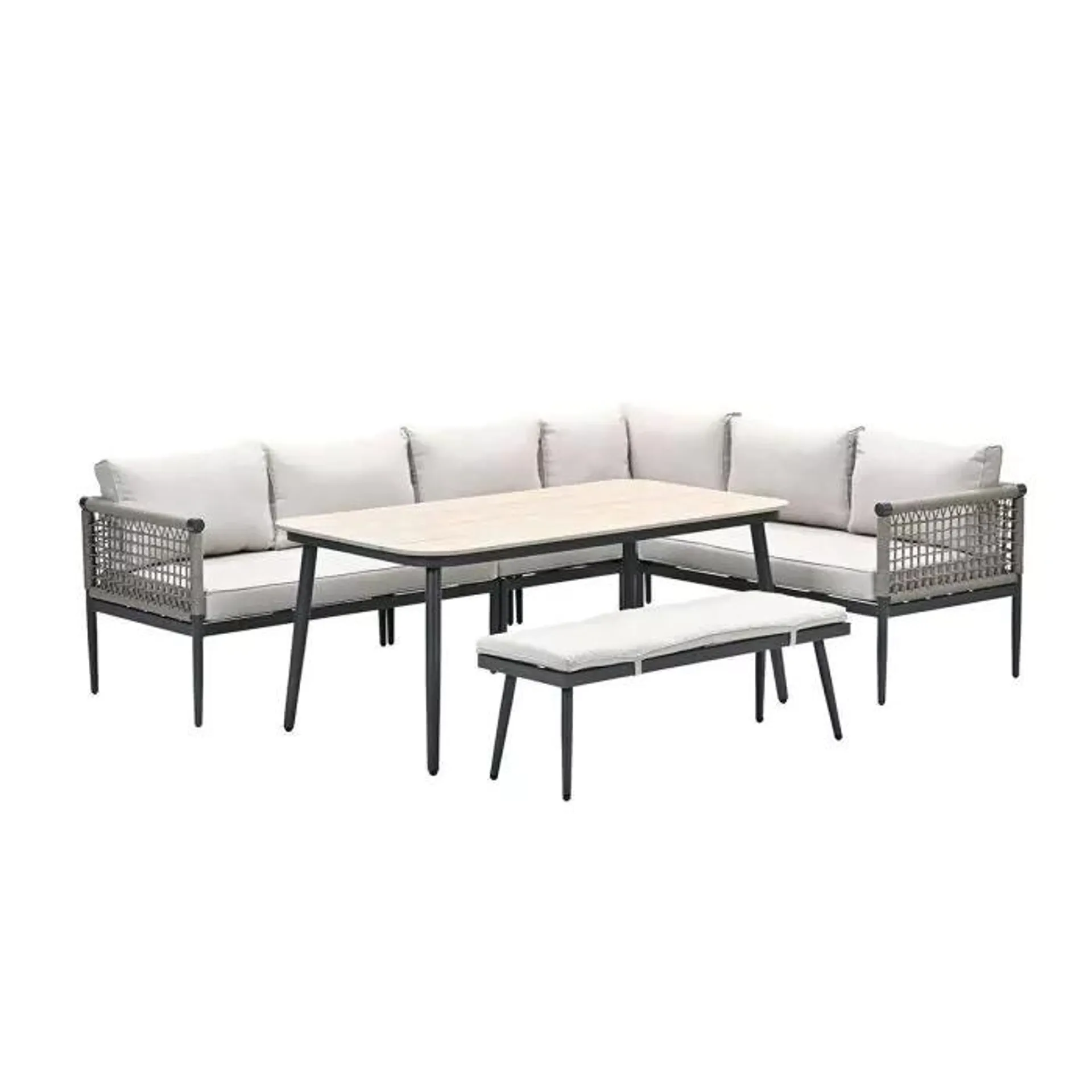 Burela lounge dining set 6-delig - taupe