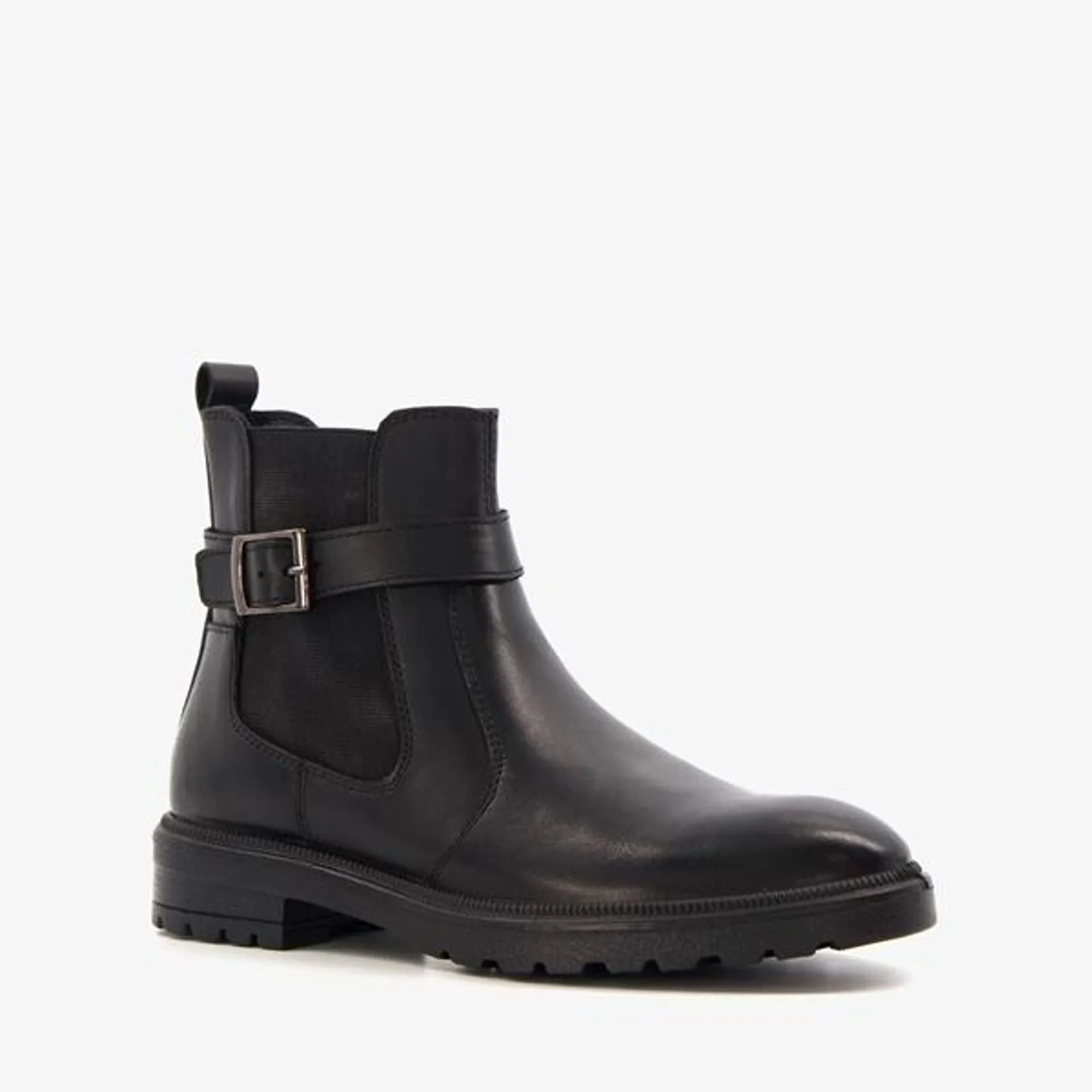 Hush Puppies lage leren dames chelsea boots zwart