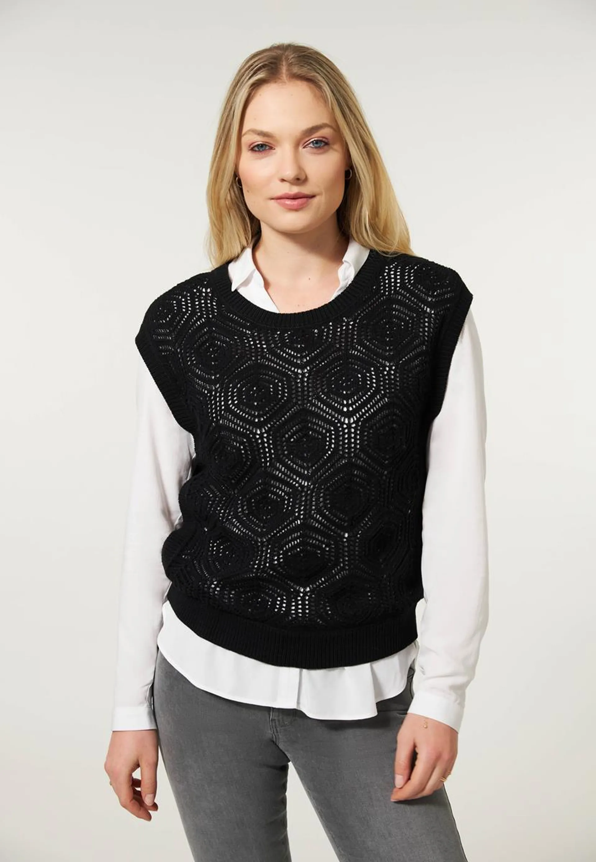 Top crochet zwart