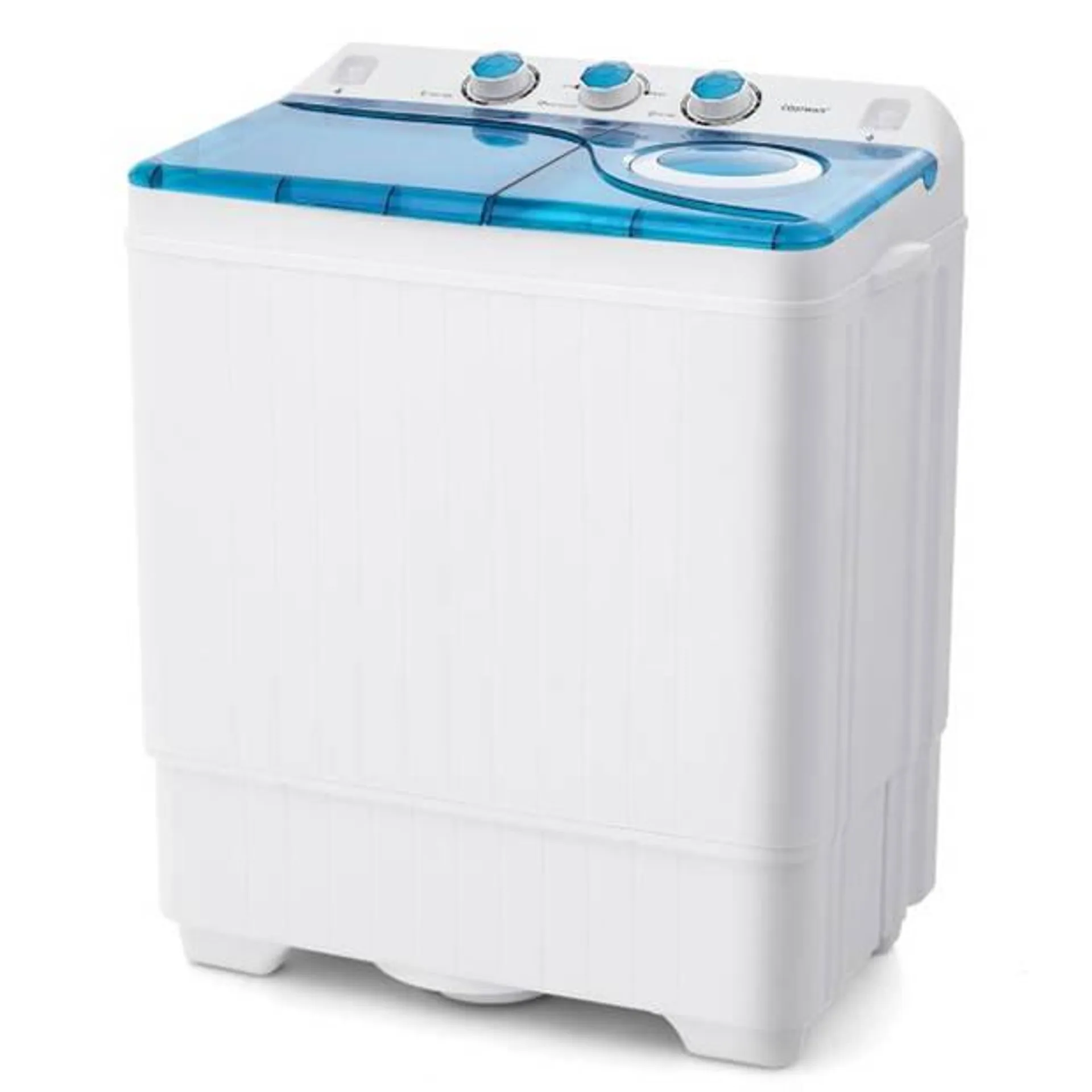 Costway XL Camping wasmachine met Dubbele Trommel 6,5 kg Was & 2 kg Centrifugecapaciteit Blauw