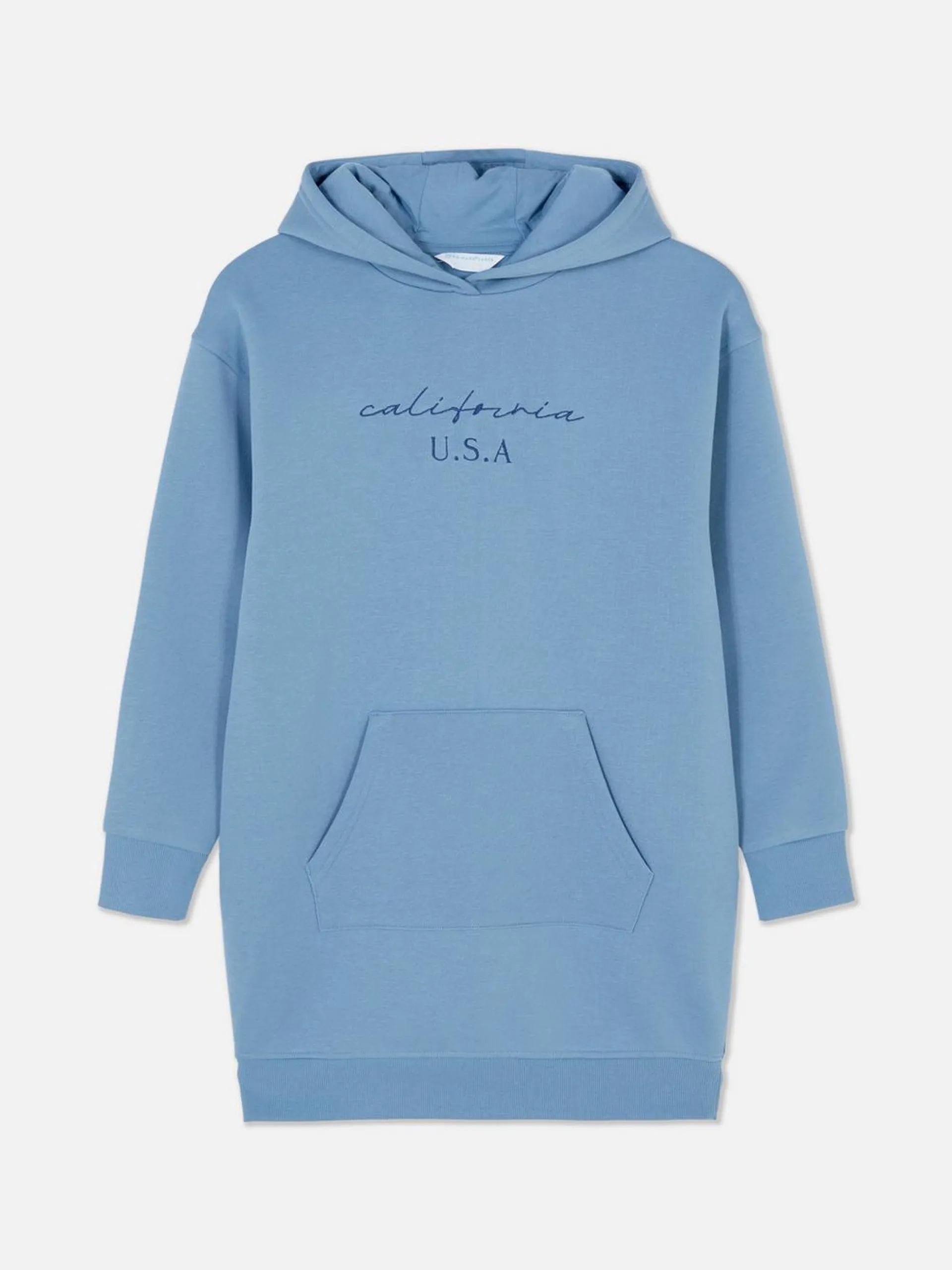 Hoodiejurk met borduursel California