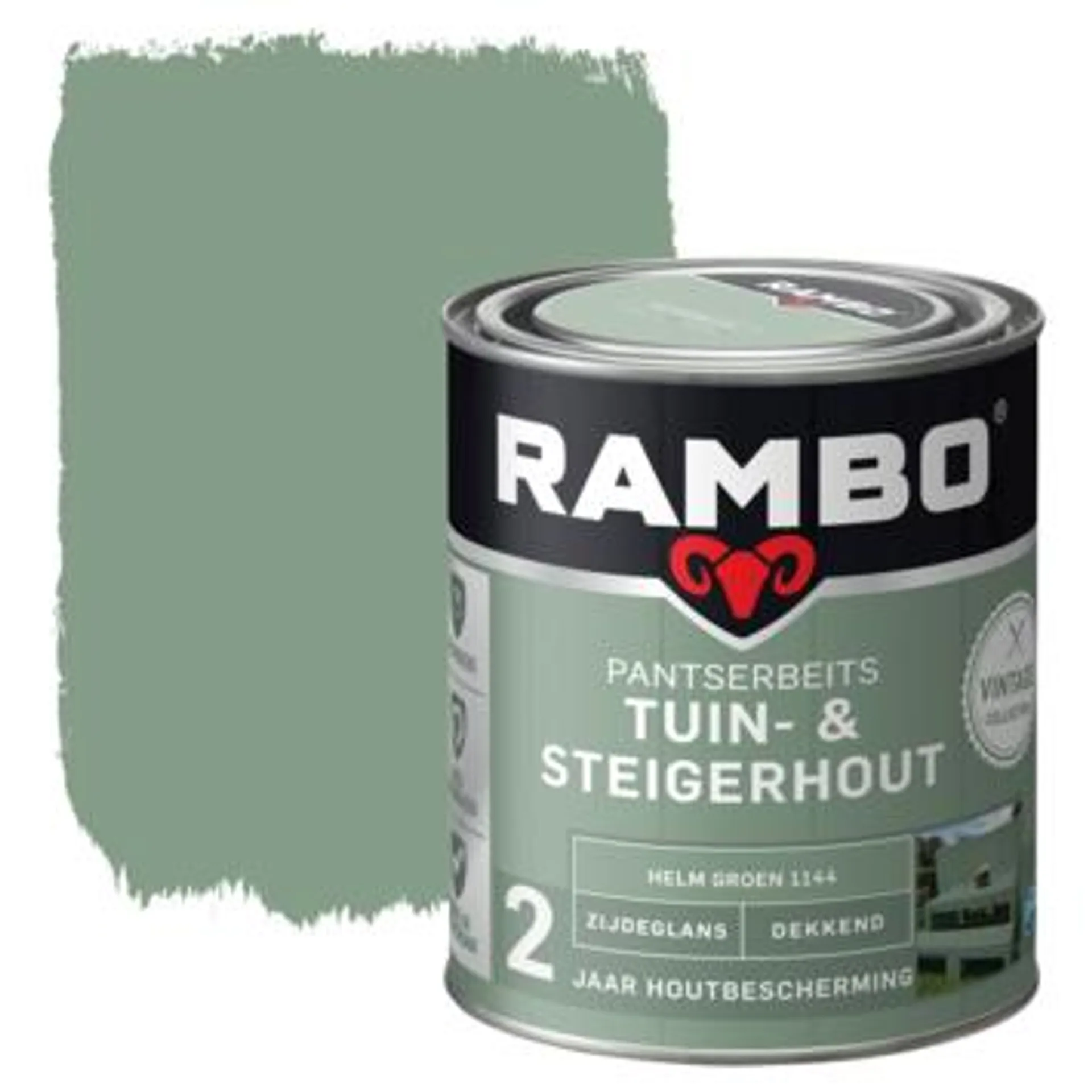 Rambo vintage pantserbeits tuin- en steigerhout dekkend helm groen zijdeglans 750 ml