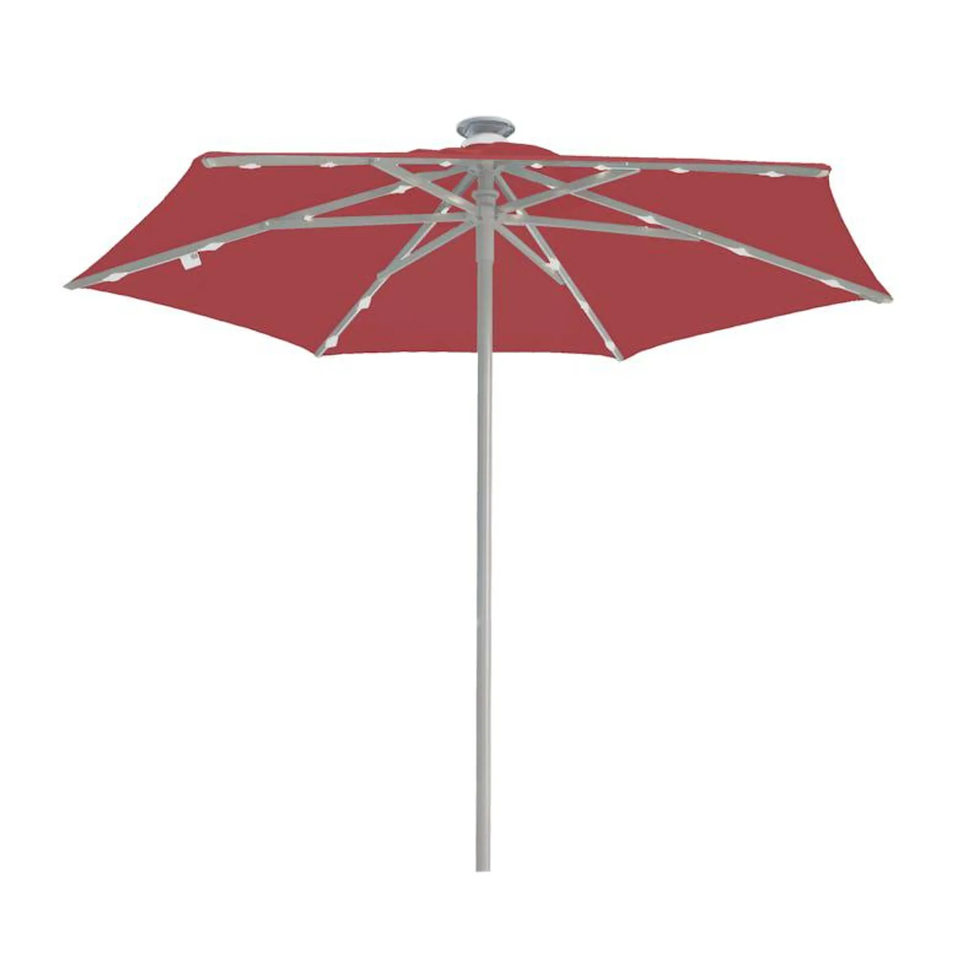 METRO Professional LED Opduw Parasol, Aluminium / Polyester, Ø 2 x 2,33 m, met ventilatieopening, rood / platina